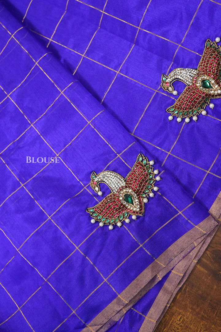 Ms Blue Maya Pakshi Designer Pure Chanderi Silk Saree