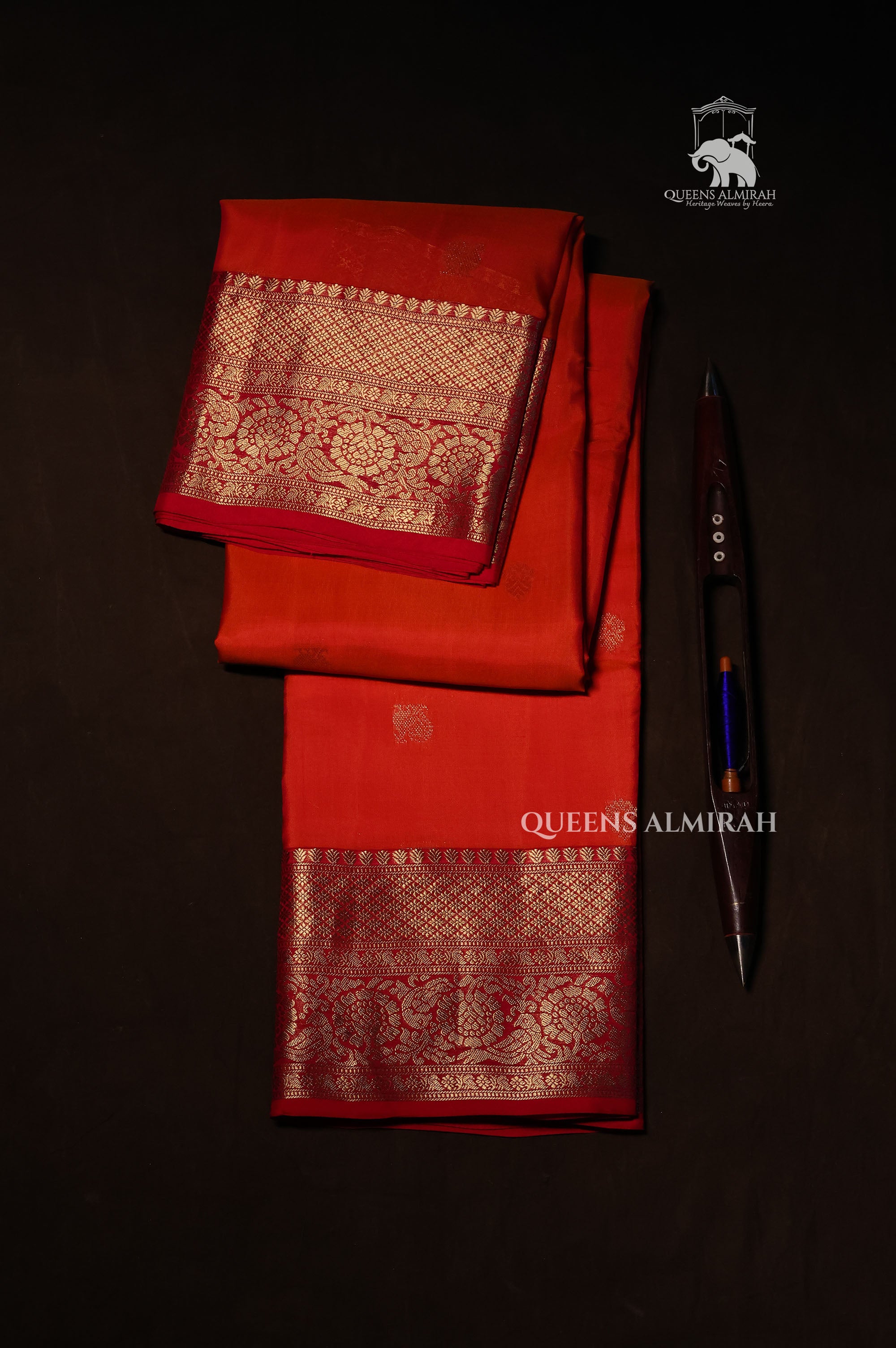 Orange With Red Pure Kanchivaram Silk Saree