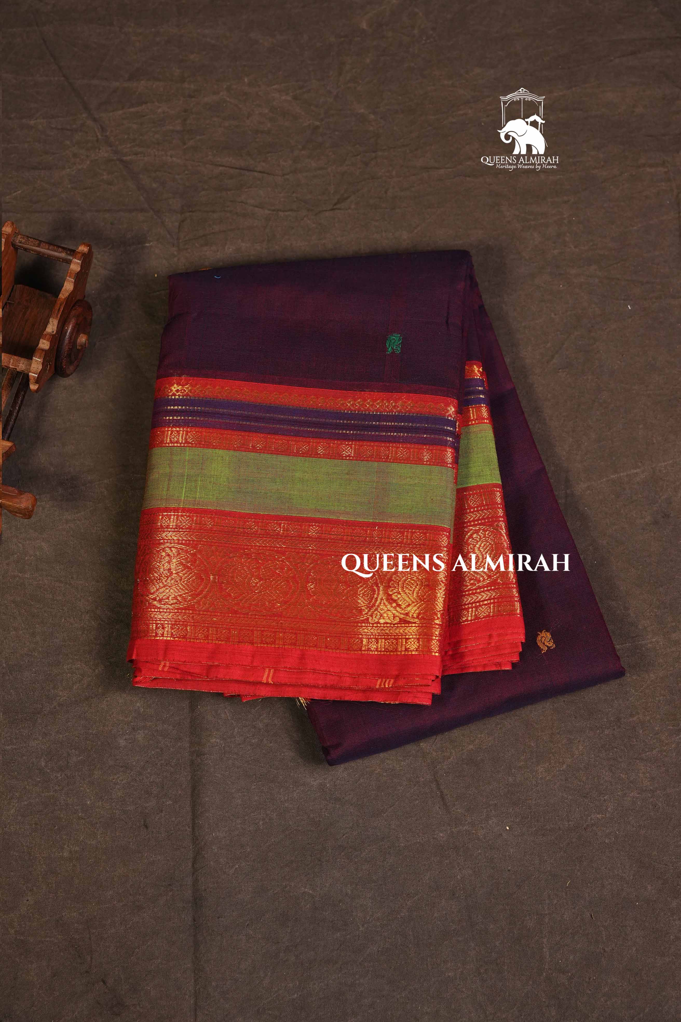 Purple With Red Kanchi Cotton Saree