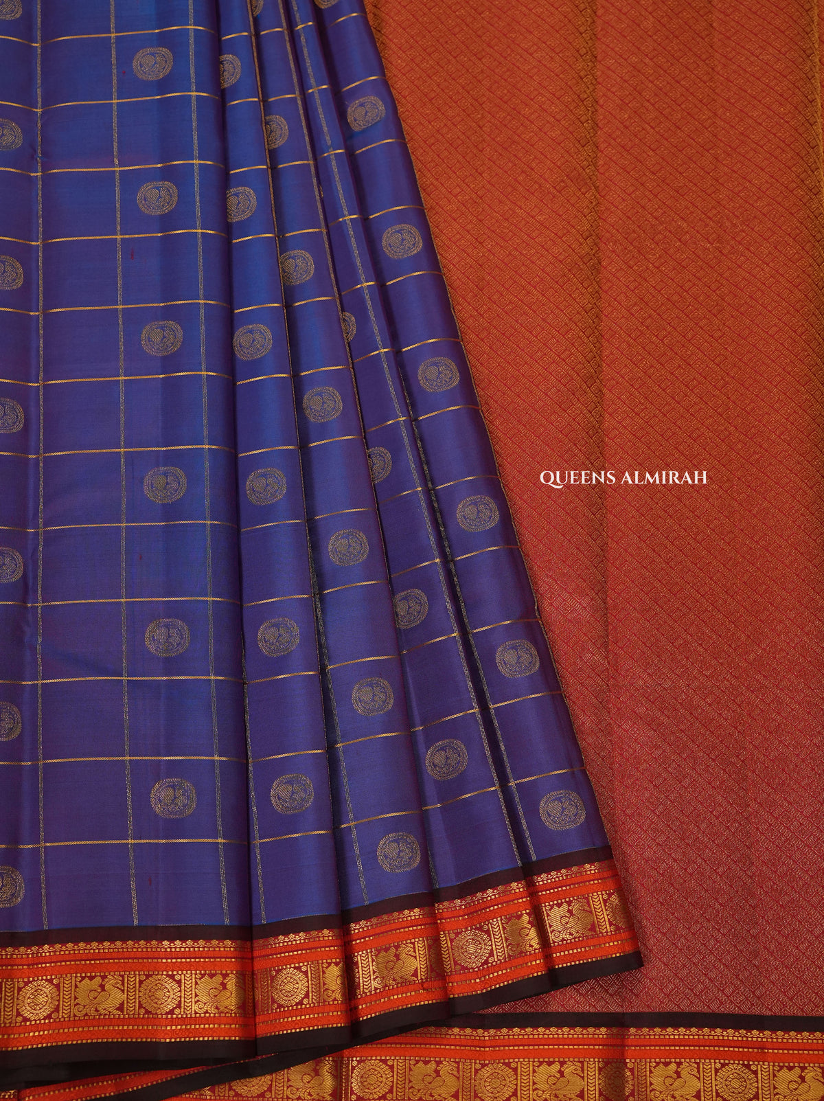 Dual Shade Of Blue Pure Kanchivaram Silk Saree