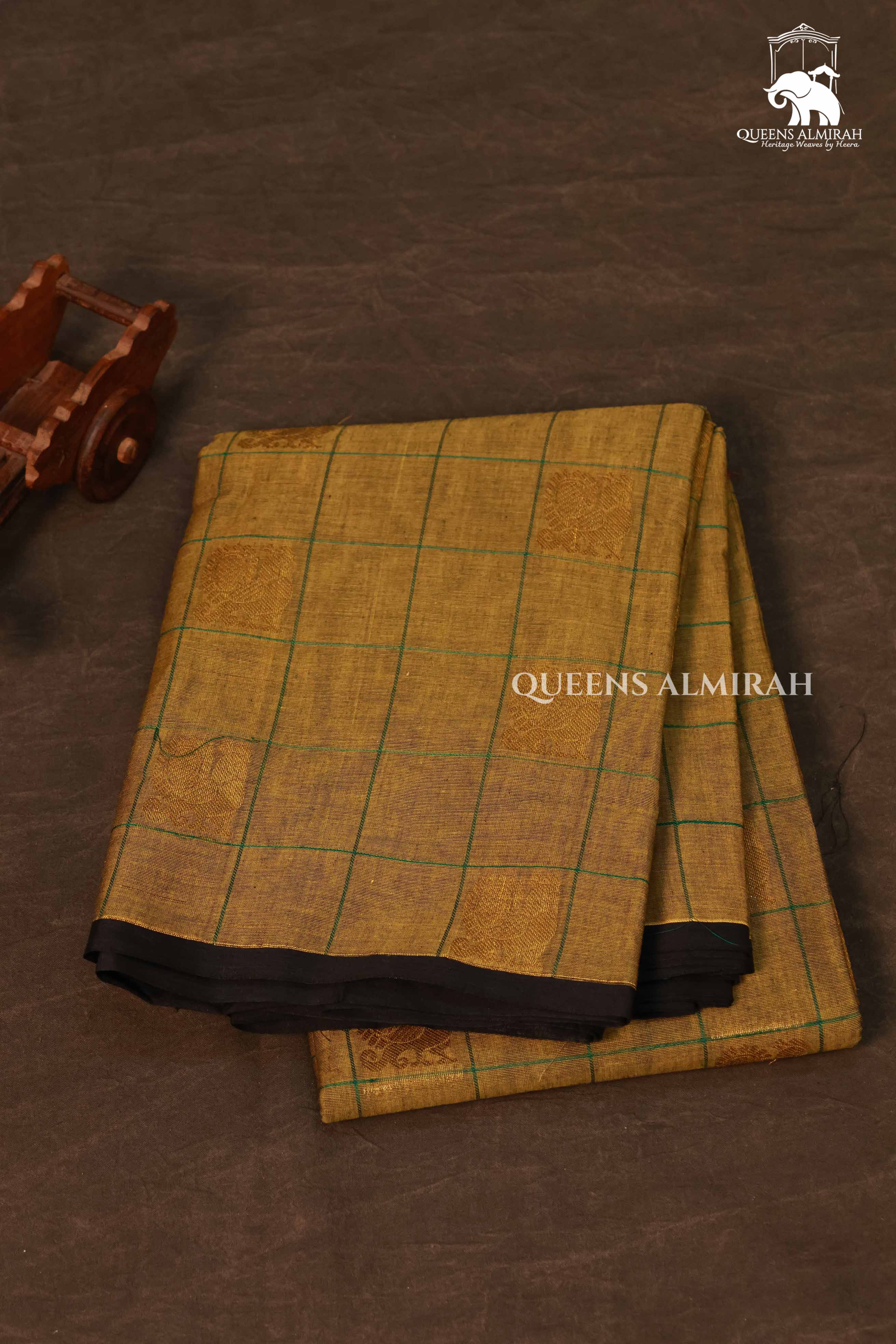 Light Brown Kattam With Peacock Butta Kanchi Cotton Saree