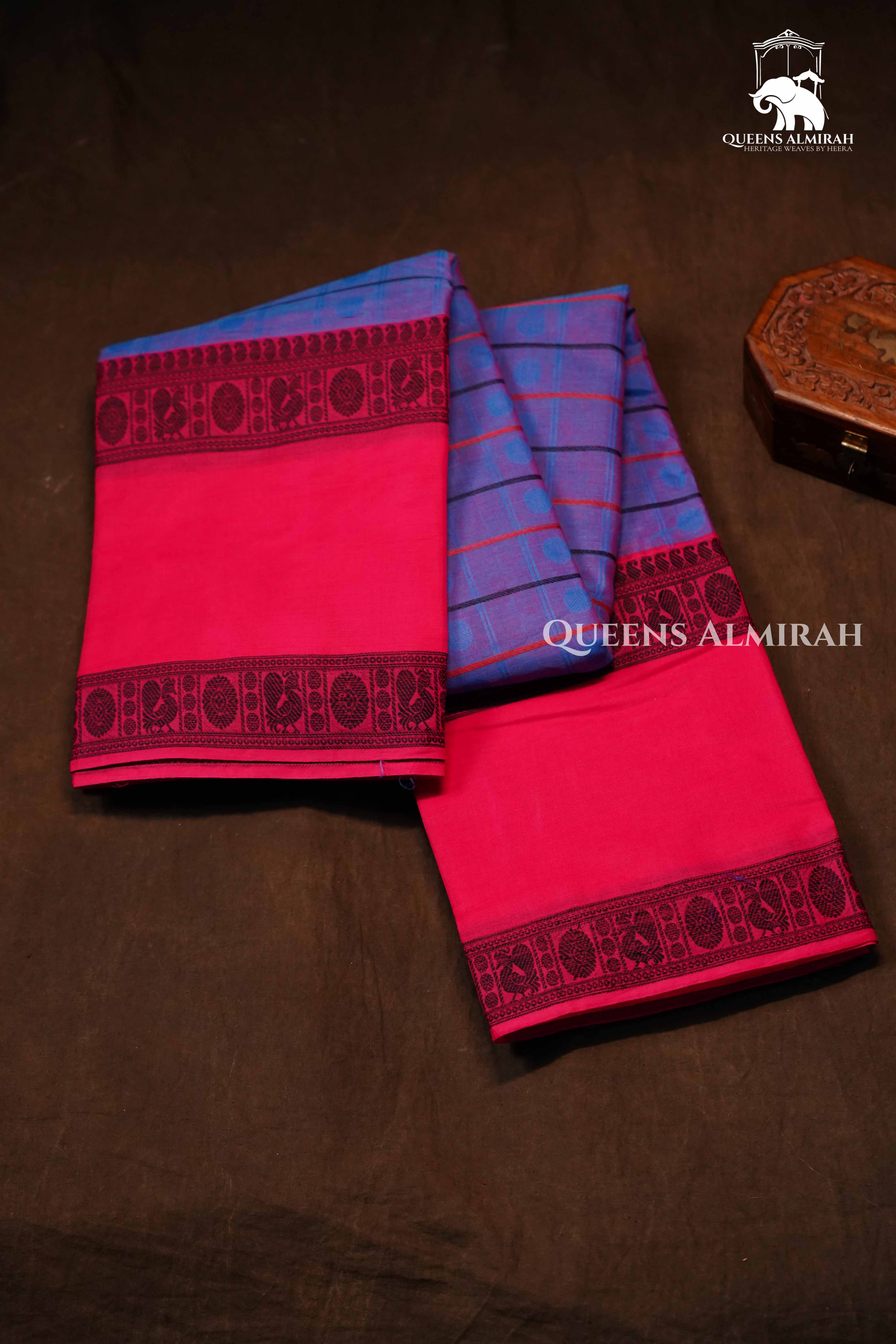 Purple With Pink Chettinad Cotton Saree
