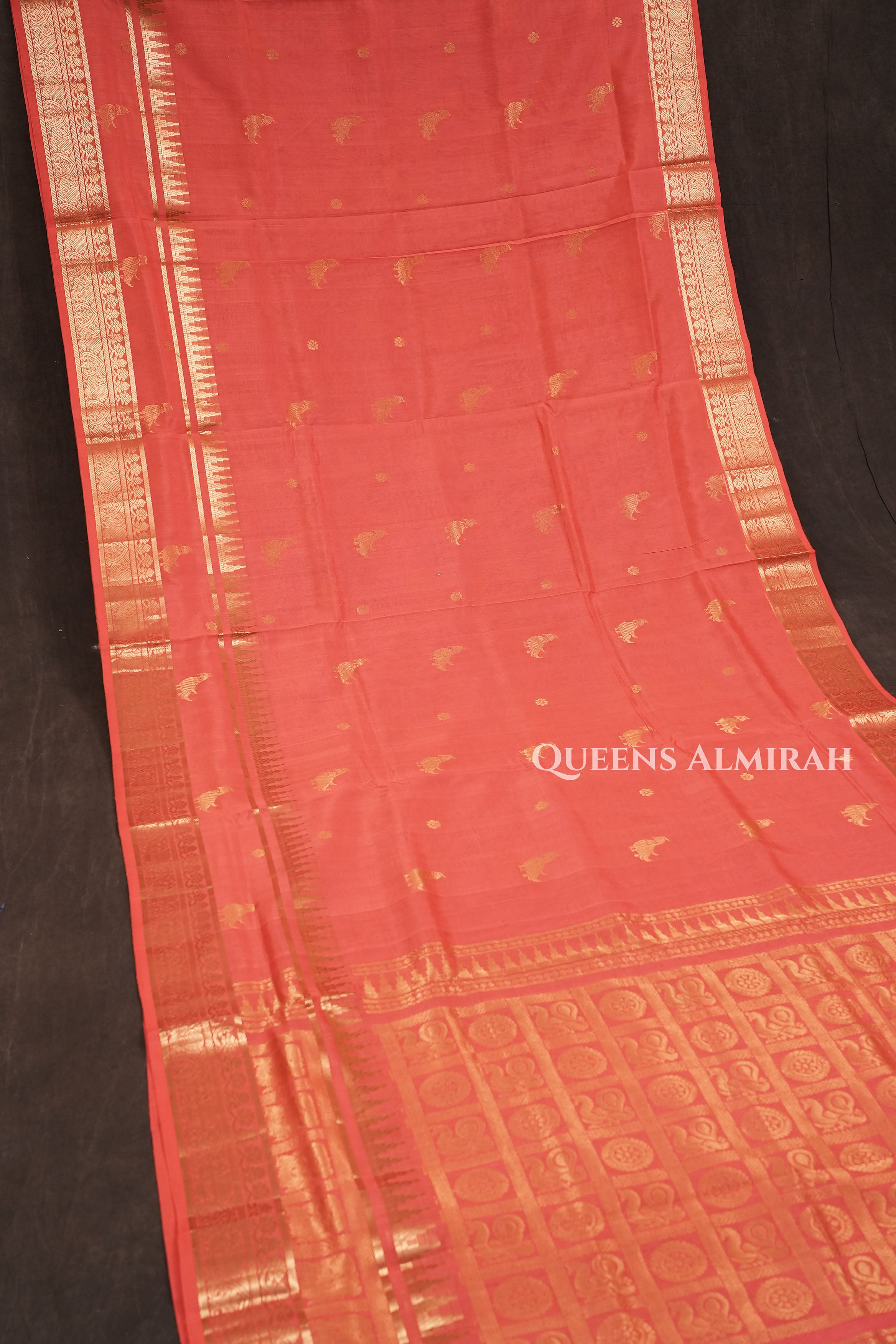 Dark Red Pure Silk Cotton Saree