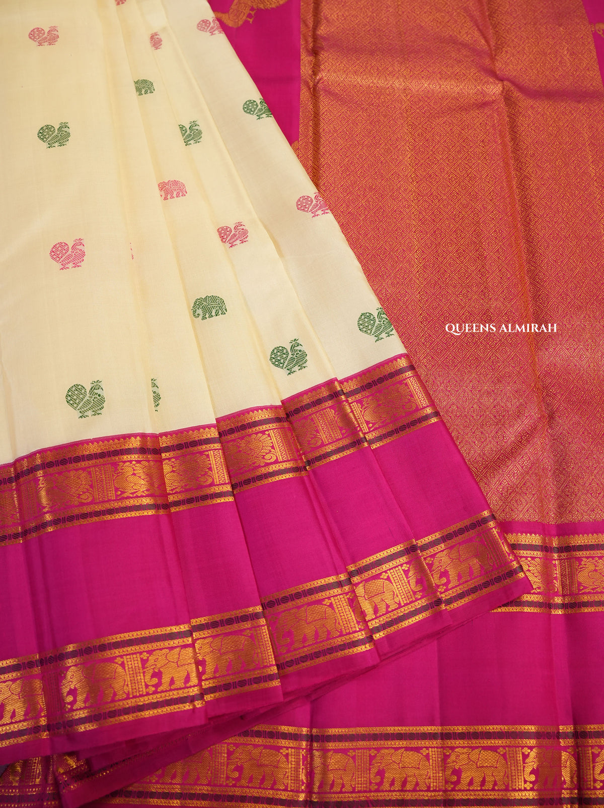 Venpattu With Pink Pure Kanchivaram Silk Saree