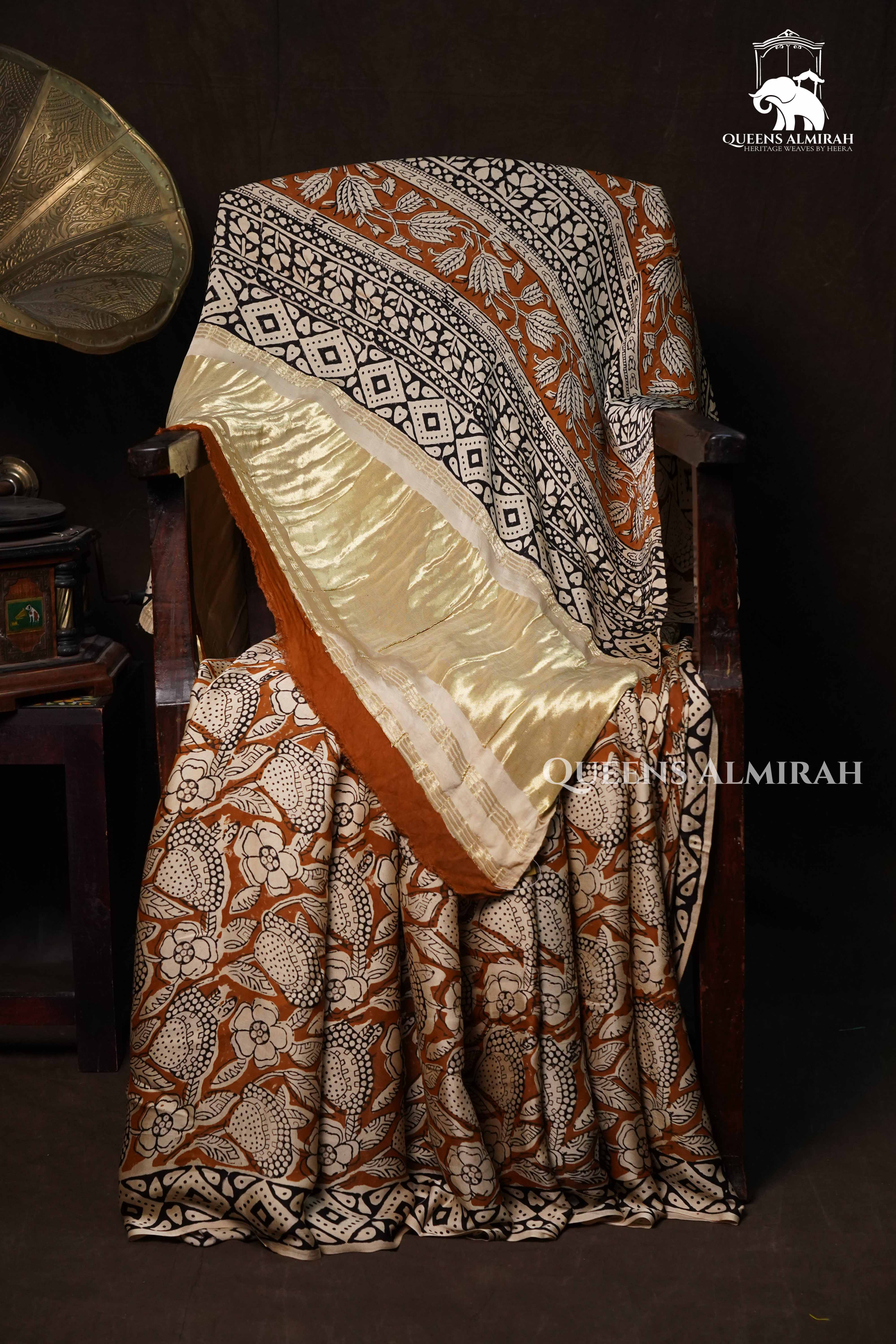 Pumpkin Orange Modal Silk Saree