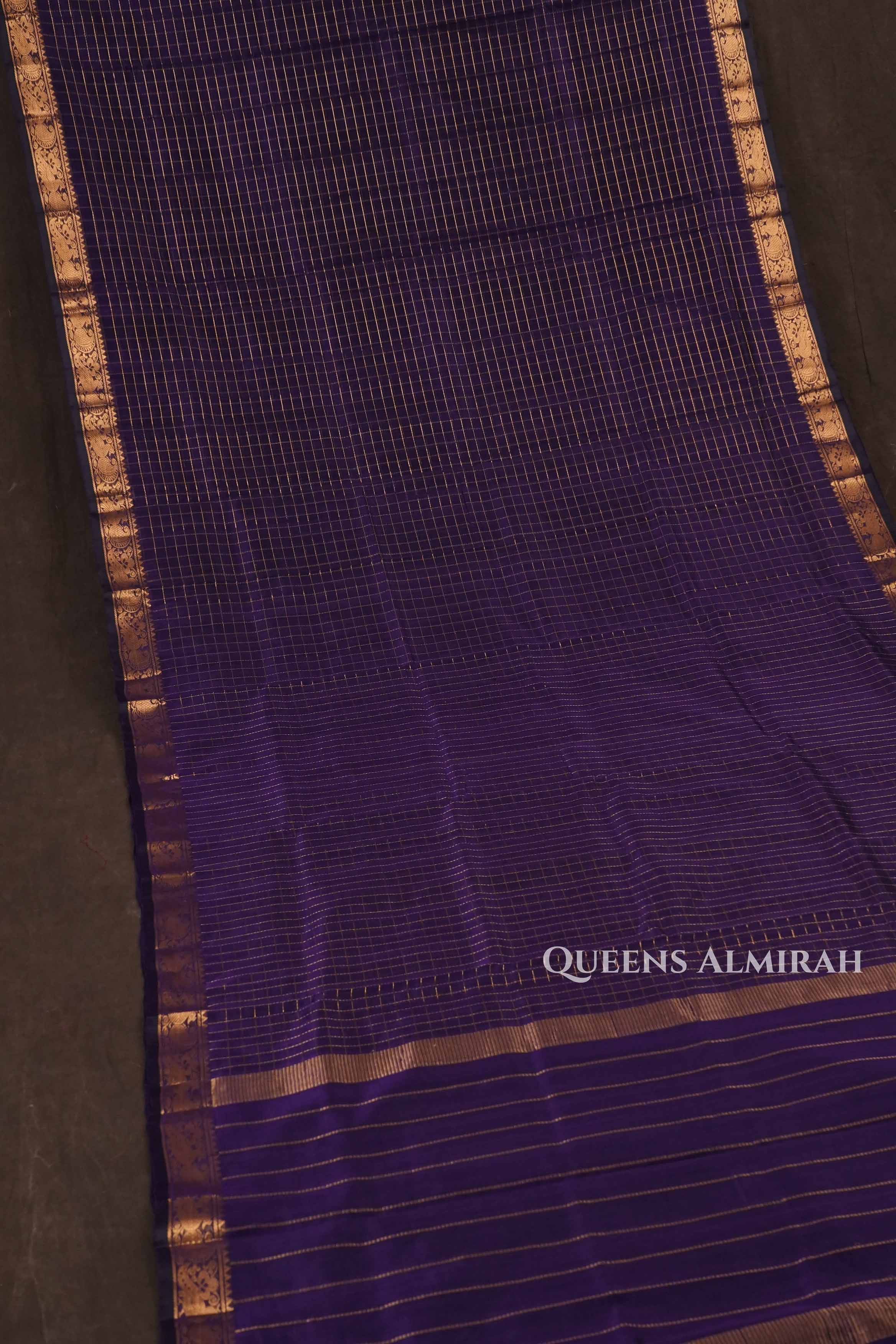 Dark Indigo Pure Silk Cotton Saree