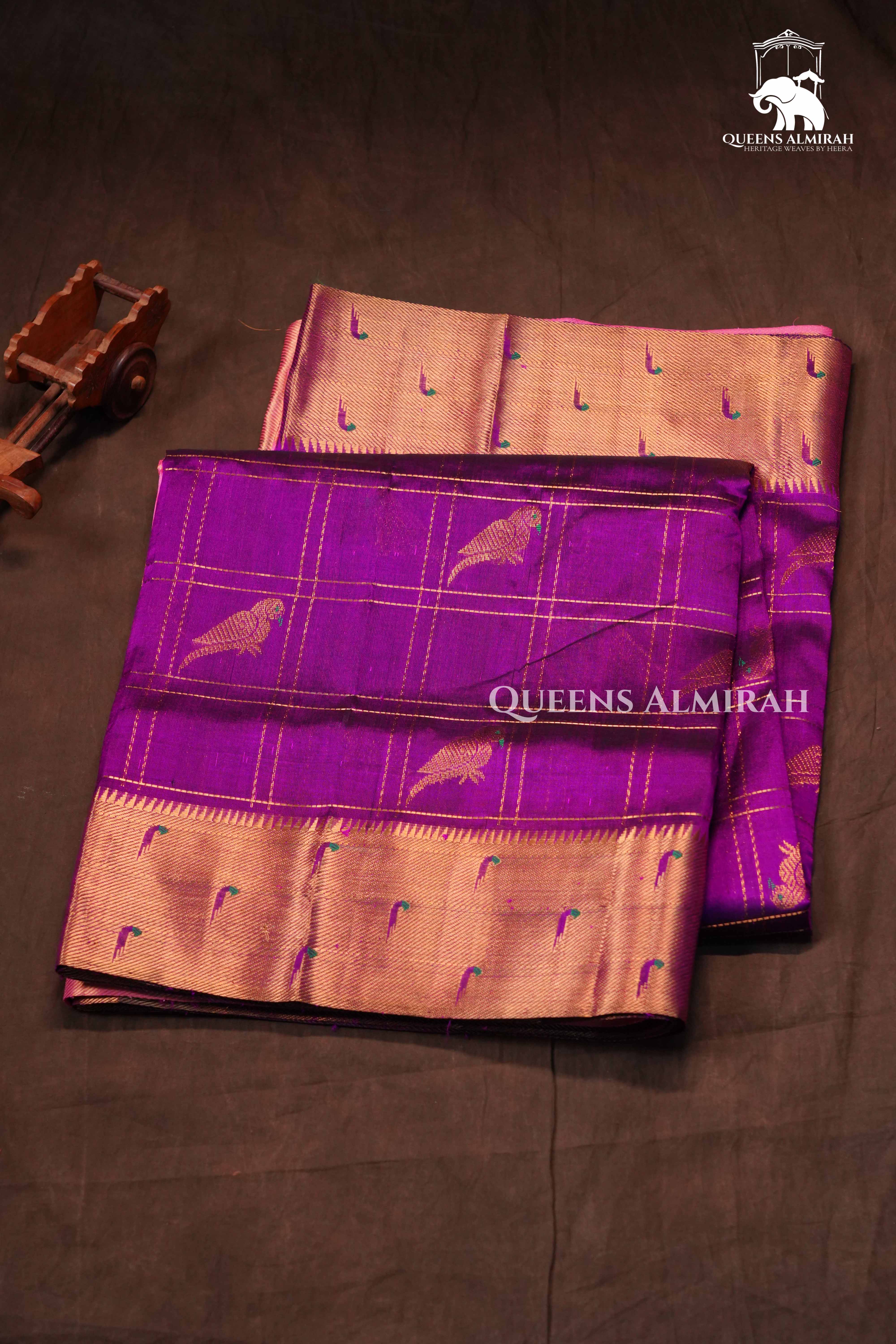 Purple Pure Kanchi Silk Cotton Saree