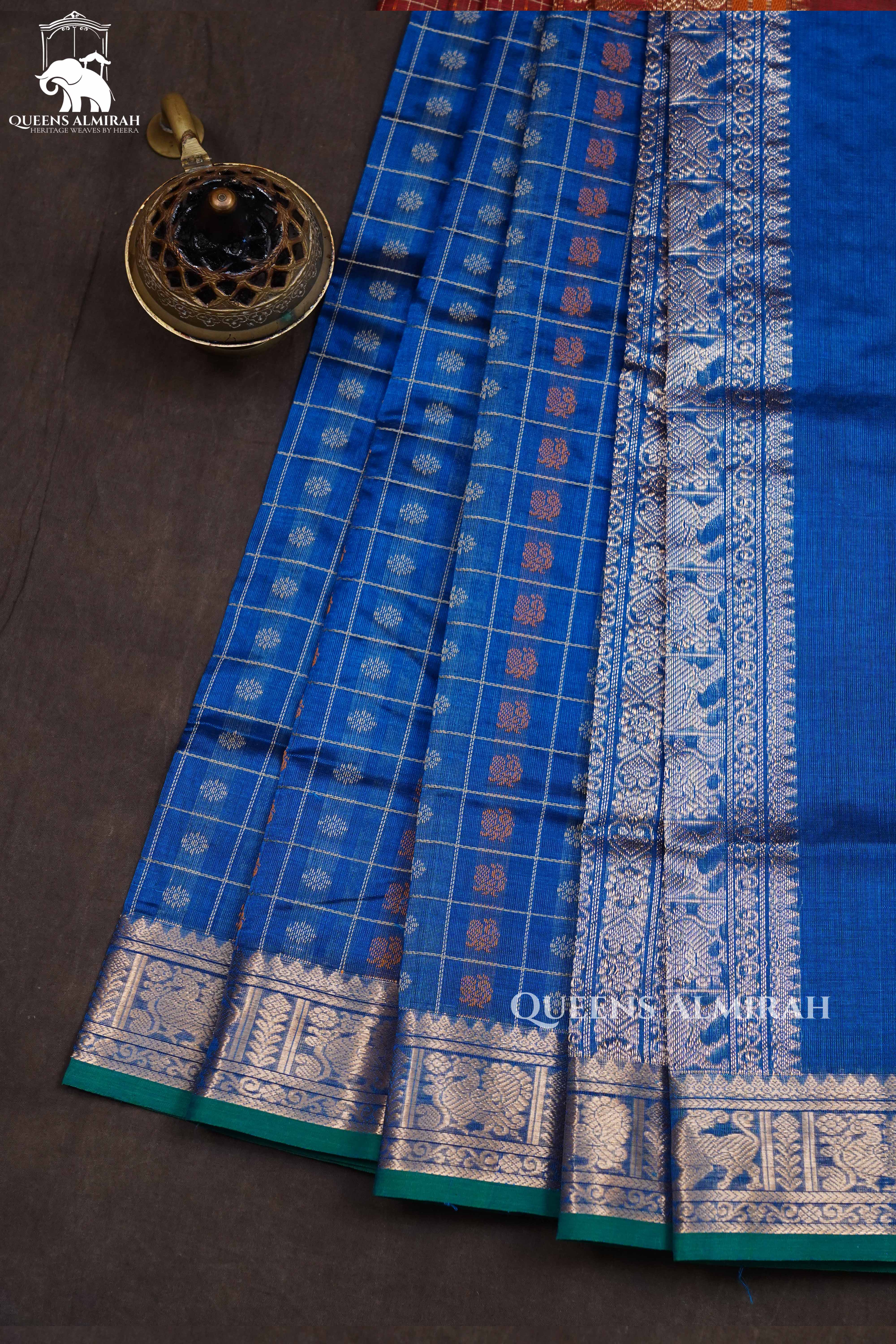 Blue Chettinad Silk Cotton Saree