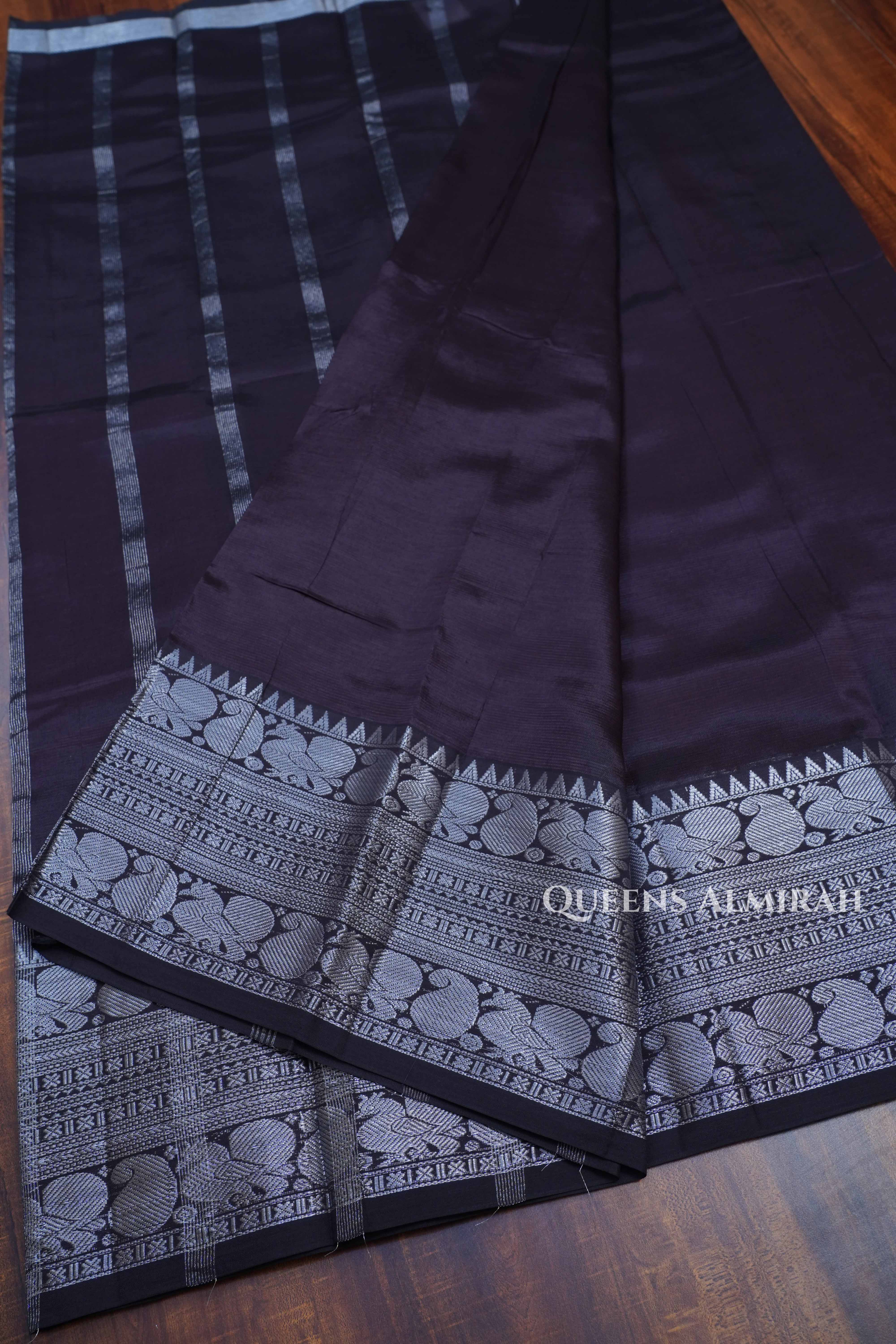 Brinjal Violet Mangalgiri Saree
