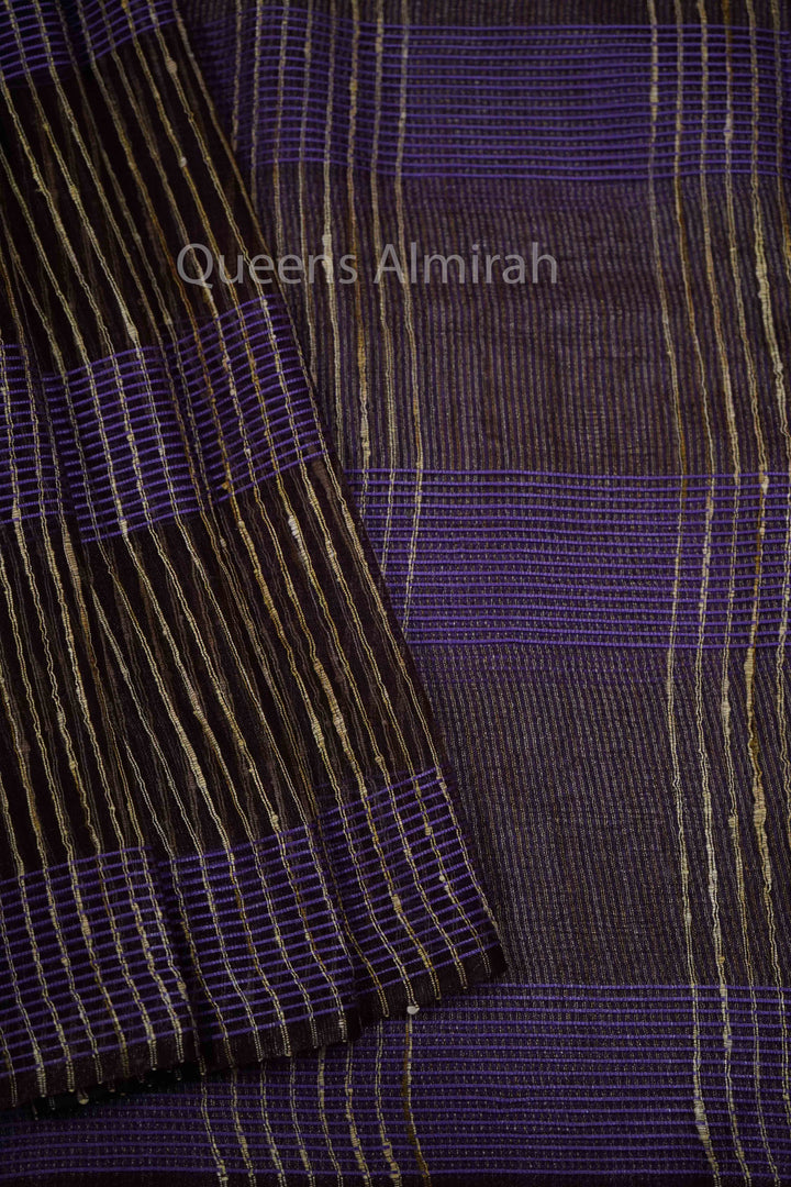 MUTED PURPLE GHICHA ORAGANZA SAREE - Queens Jewel Emporium