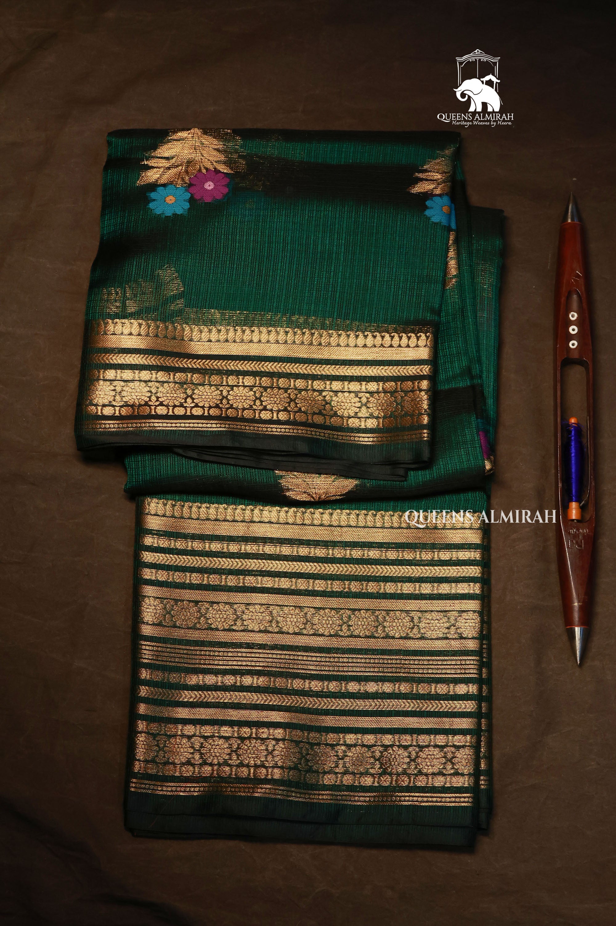Green Long And Short Border Pure Kota Silk Saree