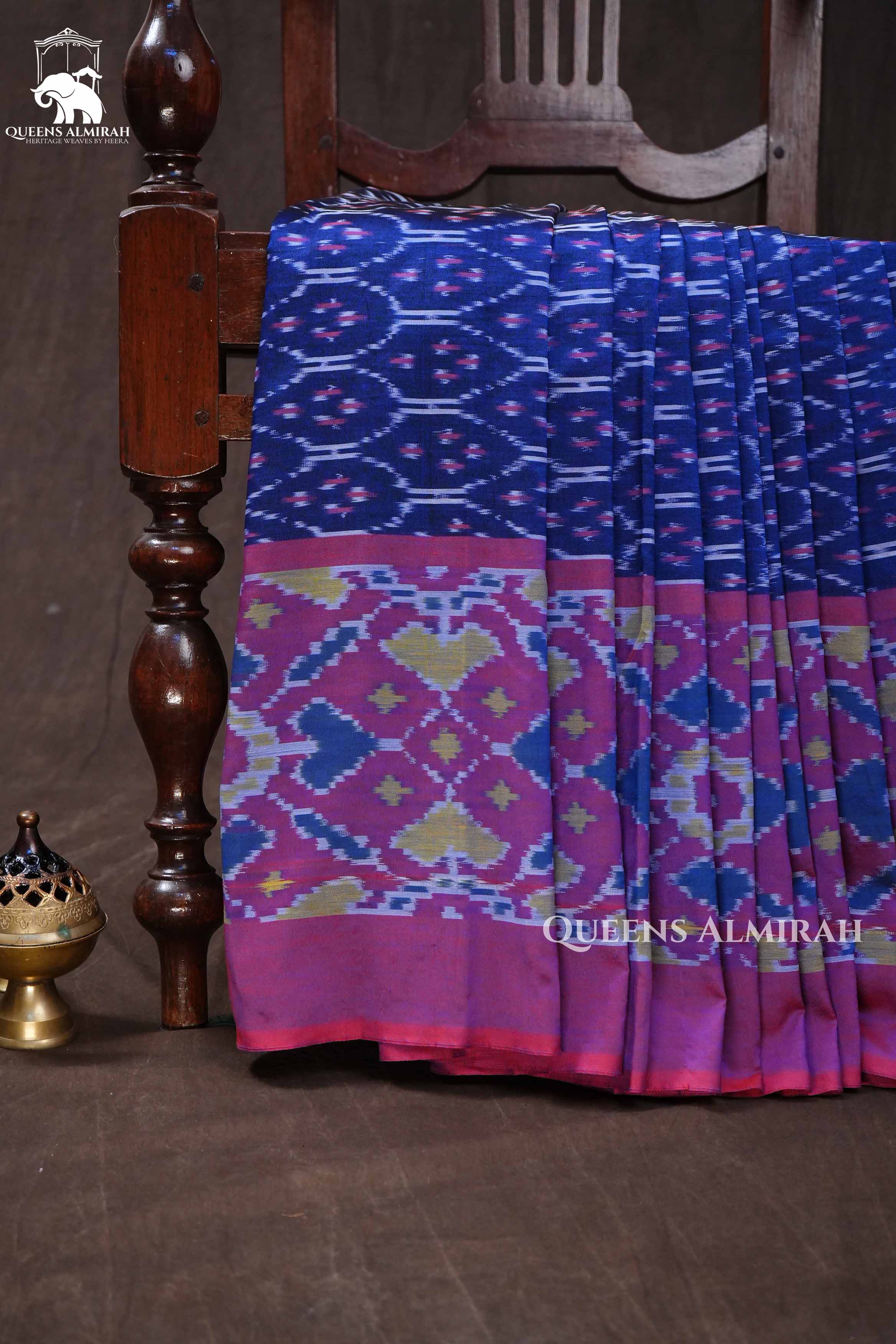 Royal Blue With Pink Budget Silk Cotton Saree