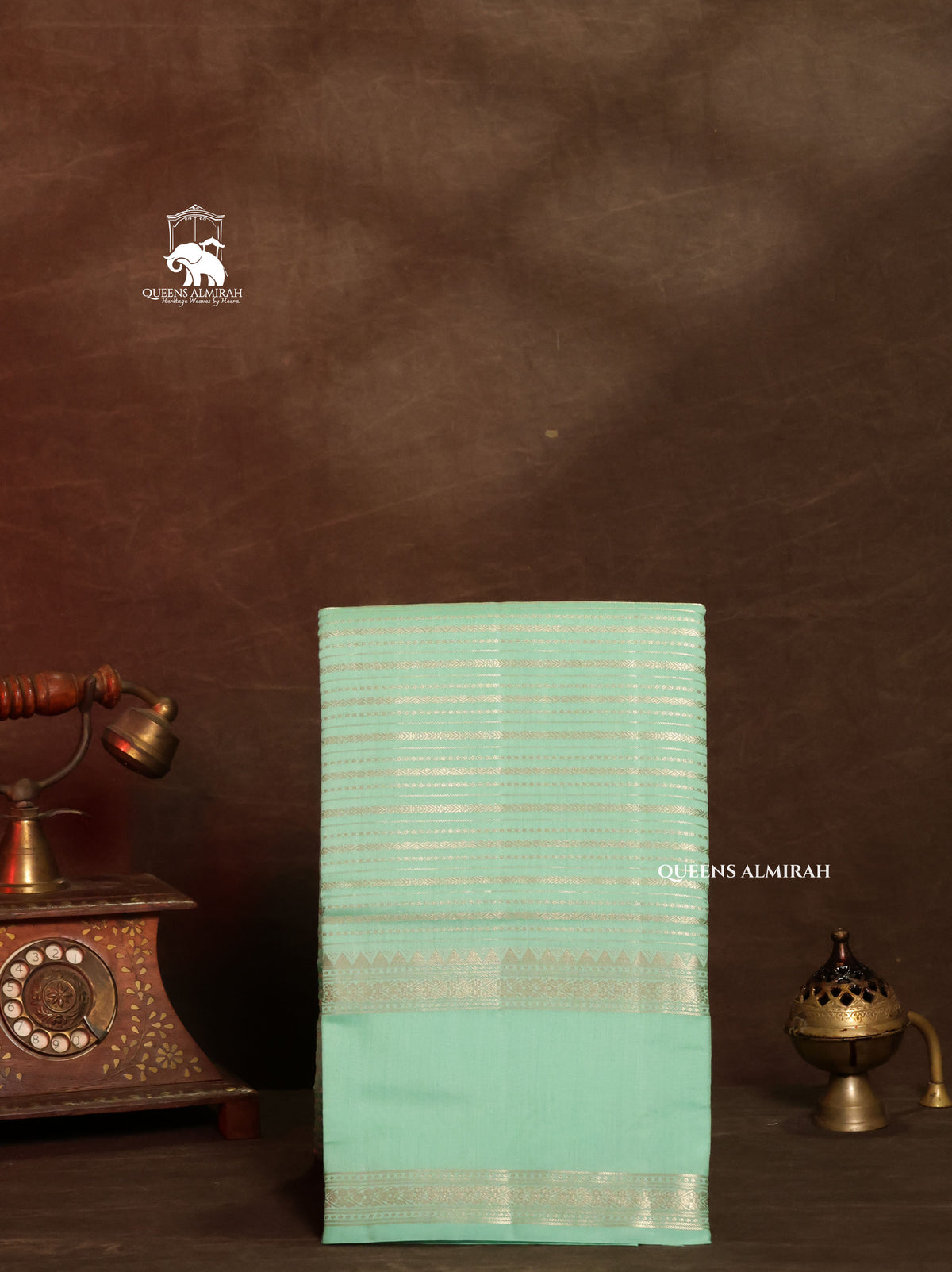 Pista Green Chiniya Silk Saree