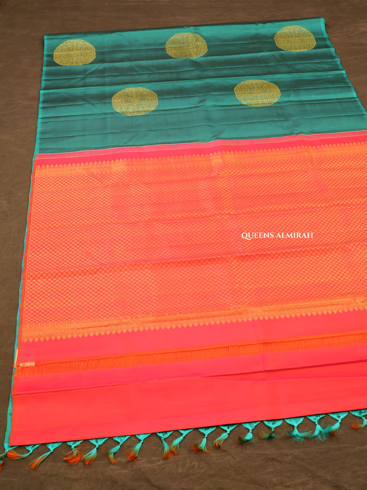 Rama Green With Pink Pure Kanchivaram Silk Saree