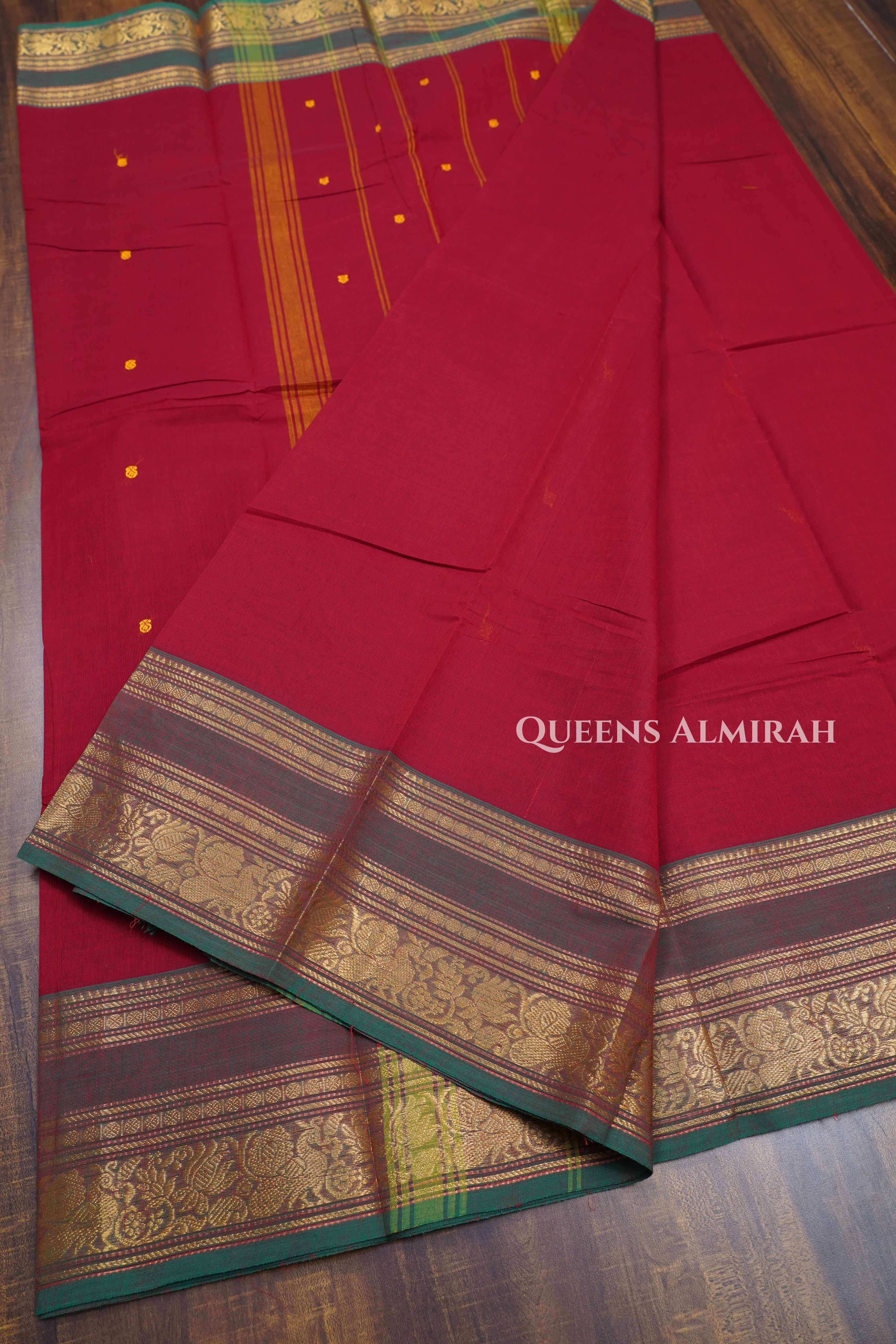 KumKum Red Kanchi Cotton Saree