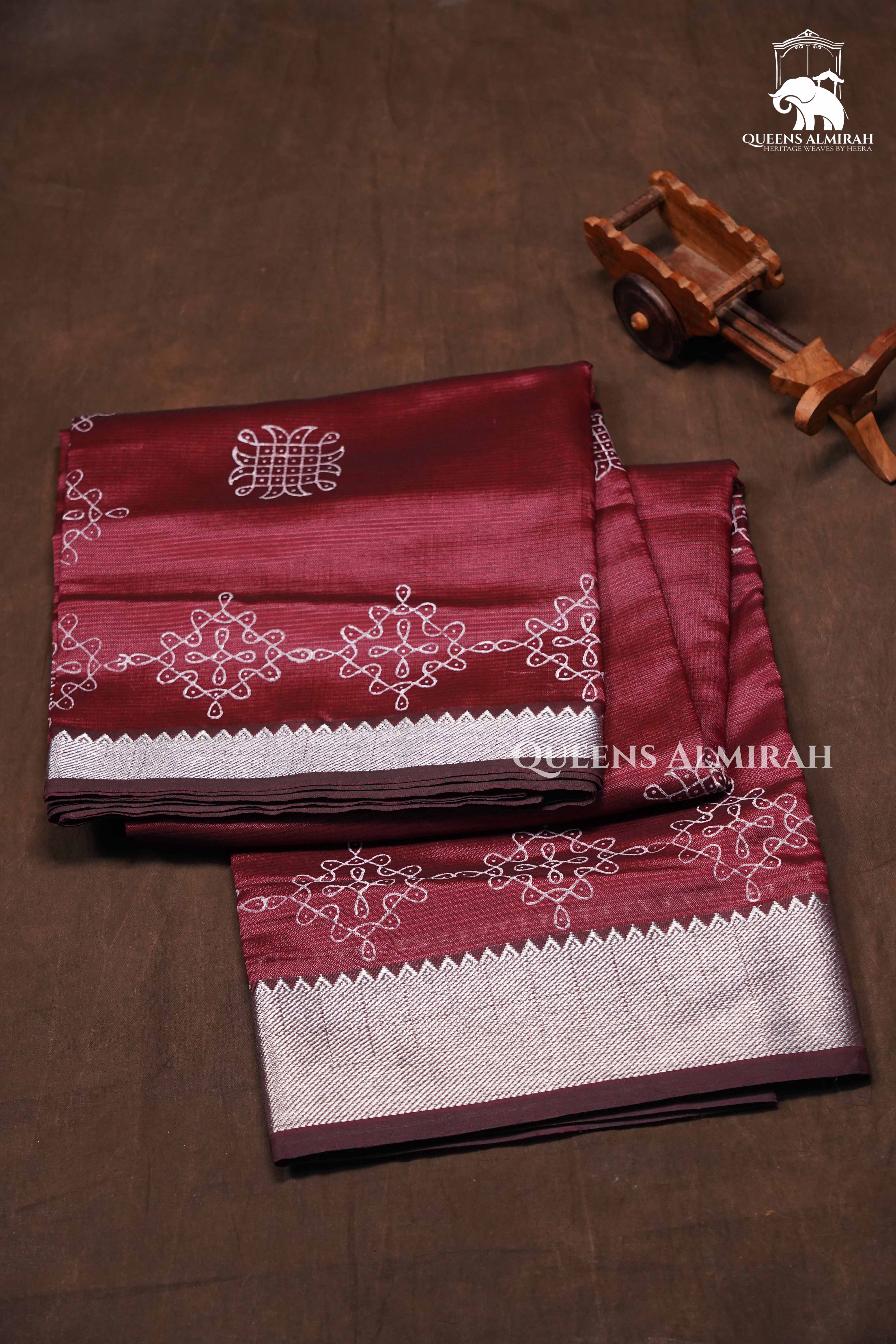Light Burgundy Mangalgiri Saree