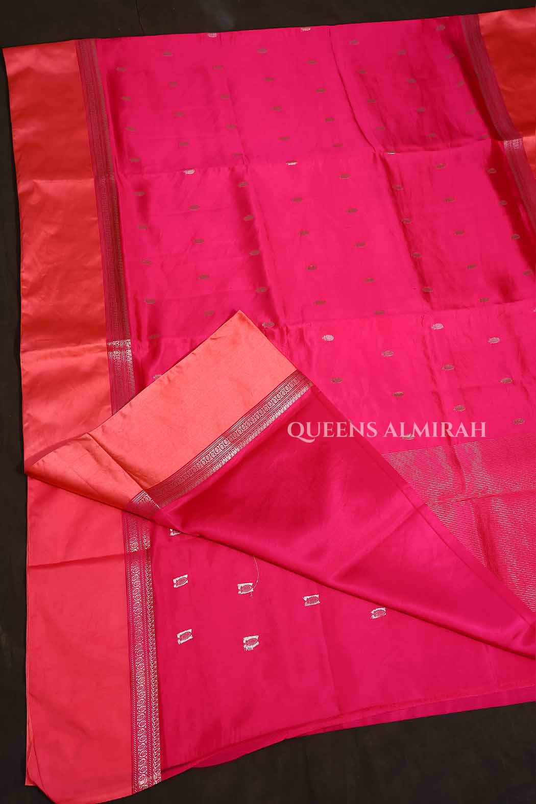Magenta Pink With Peach Pure Banarasi Soft Silk Saree