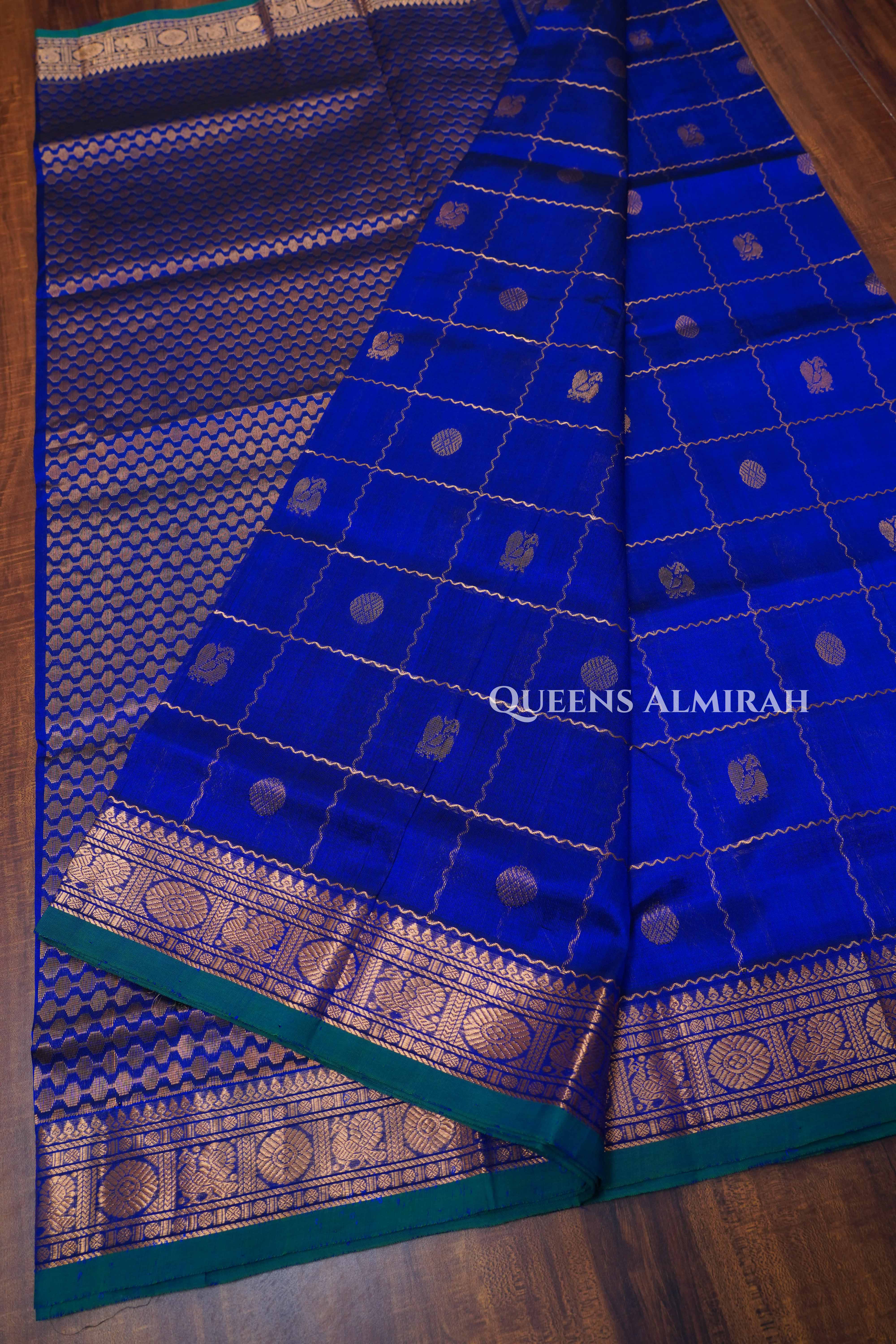 Royal Blue Pure Kanchi Silk Cotton Saree