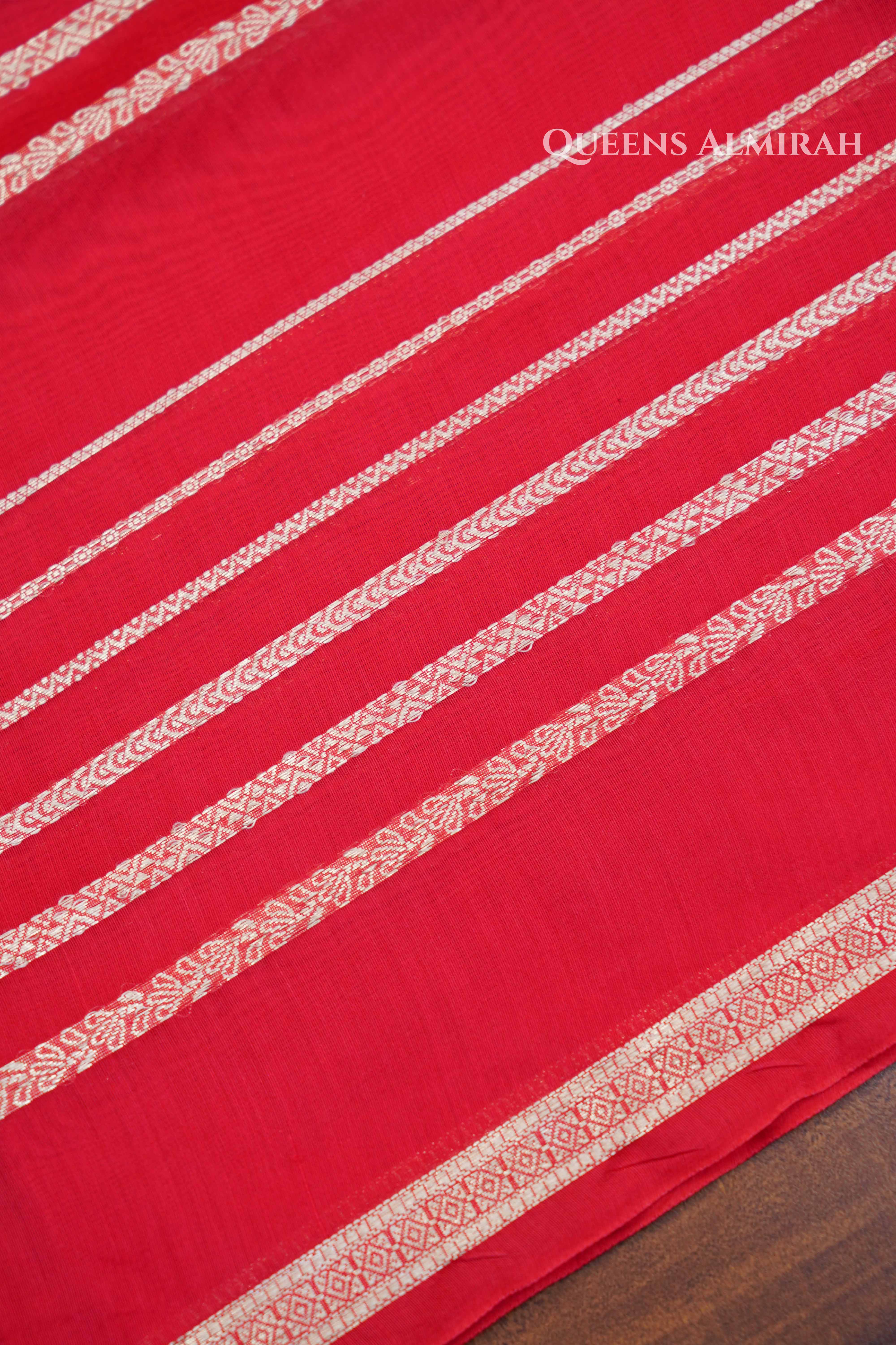 Red Chanderi Silk Cotton Saree