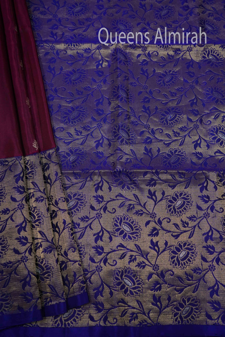 DARK MAGENTA DESIGNER SILK SAREE - Queens Jewel Emporium