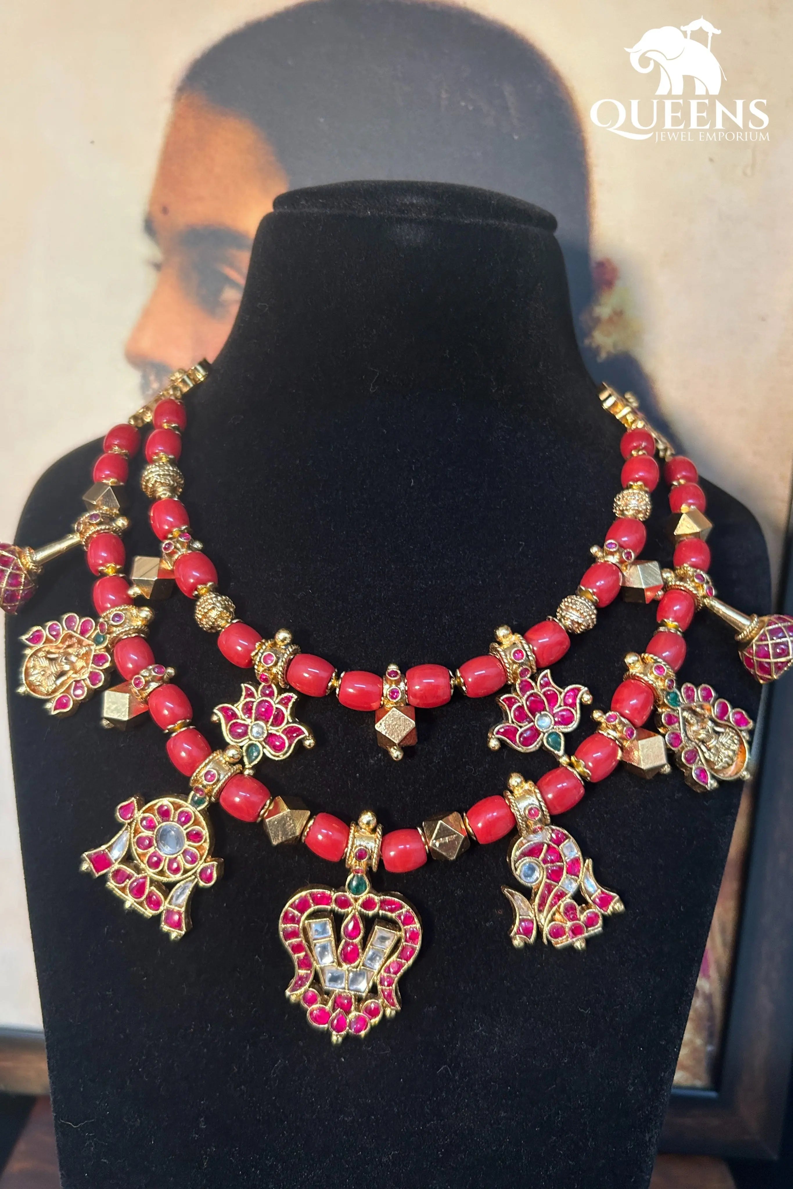AASTAMANGALAM CORAL NECKLACE - Queens Jewel Emporium