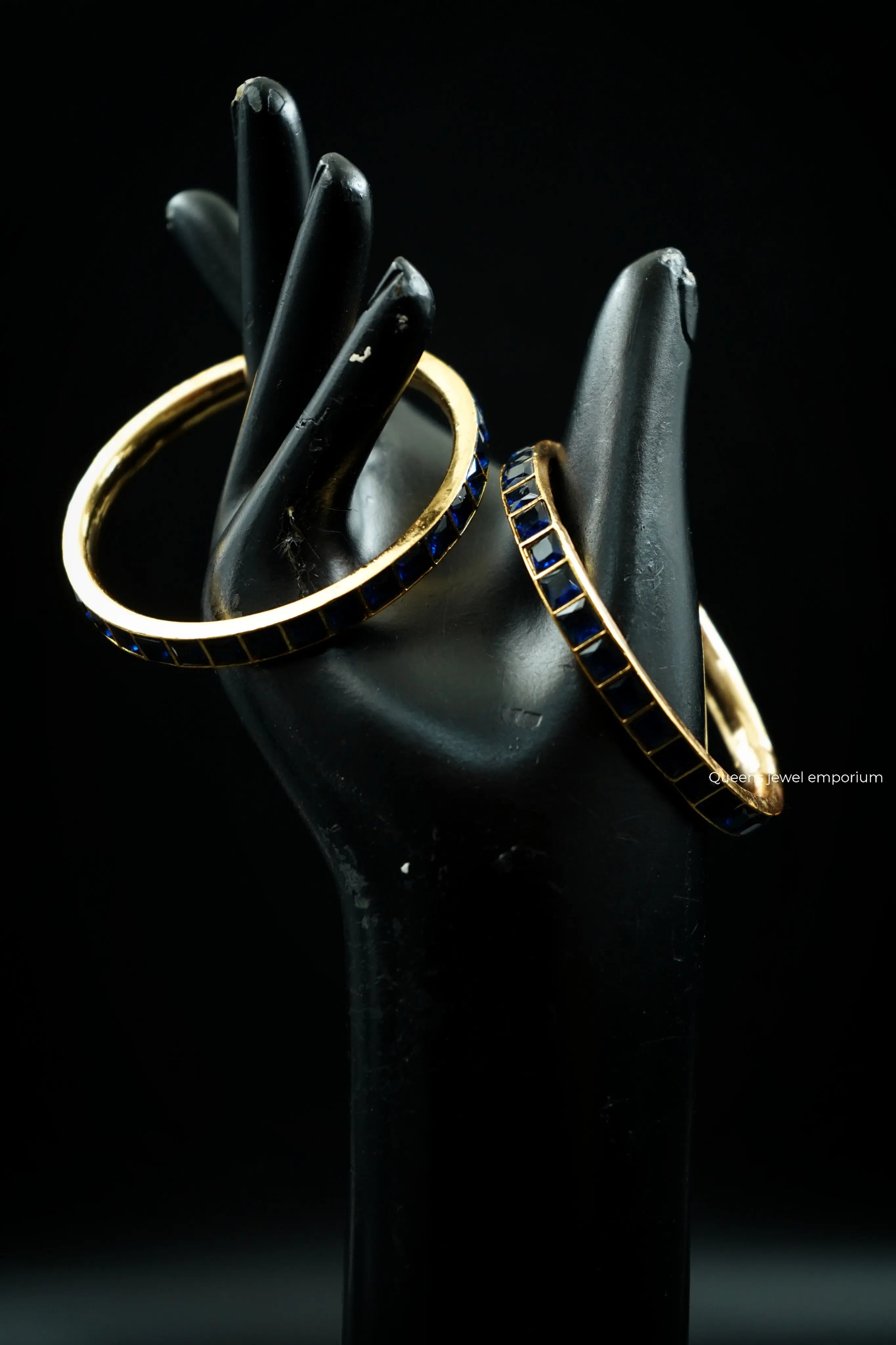 ADVIKA SATHURA BANGLE - NAVY BLUE - Queens Jewel Emporium