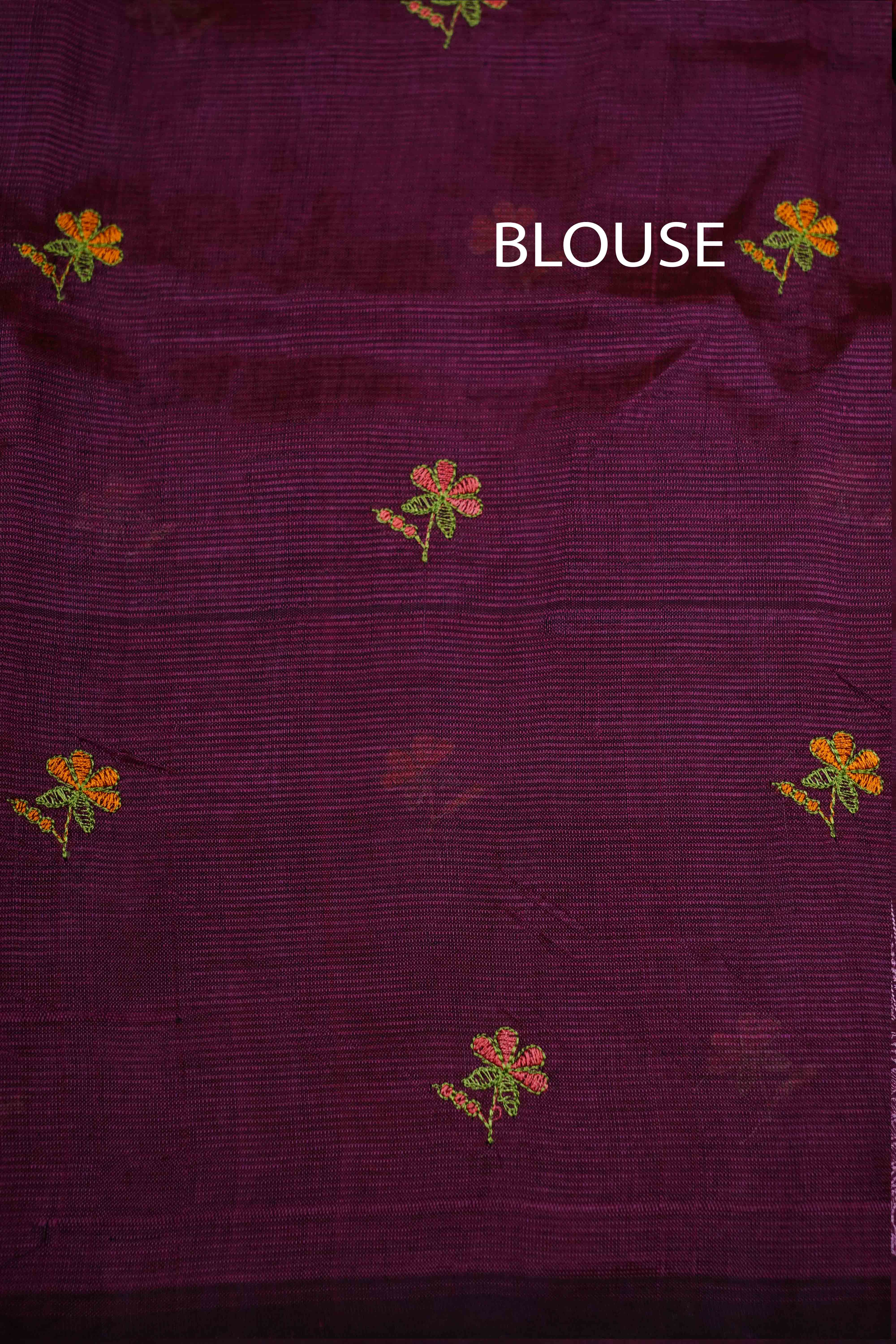 ALPINE PURPLE MANGALGIRI WITH EMBROIDERY SAREE - Queens Jewel Emporium