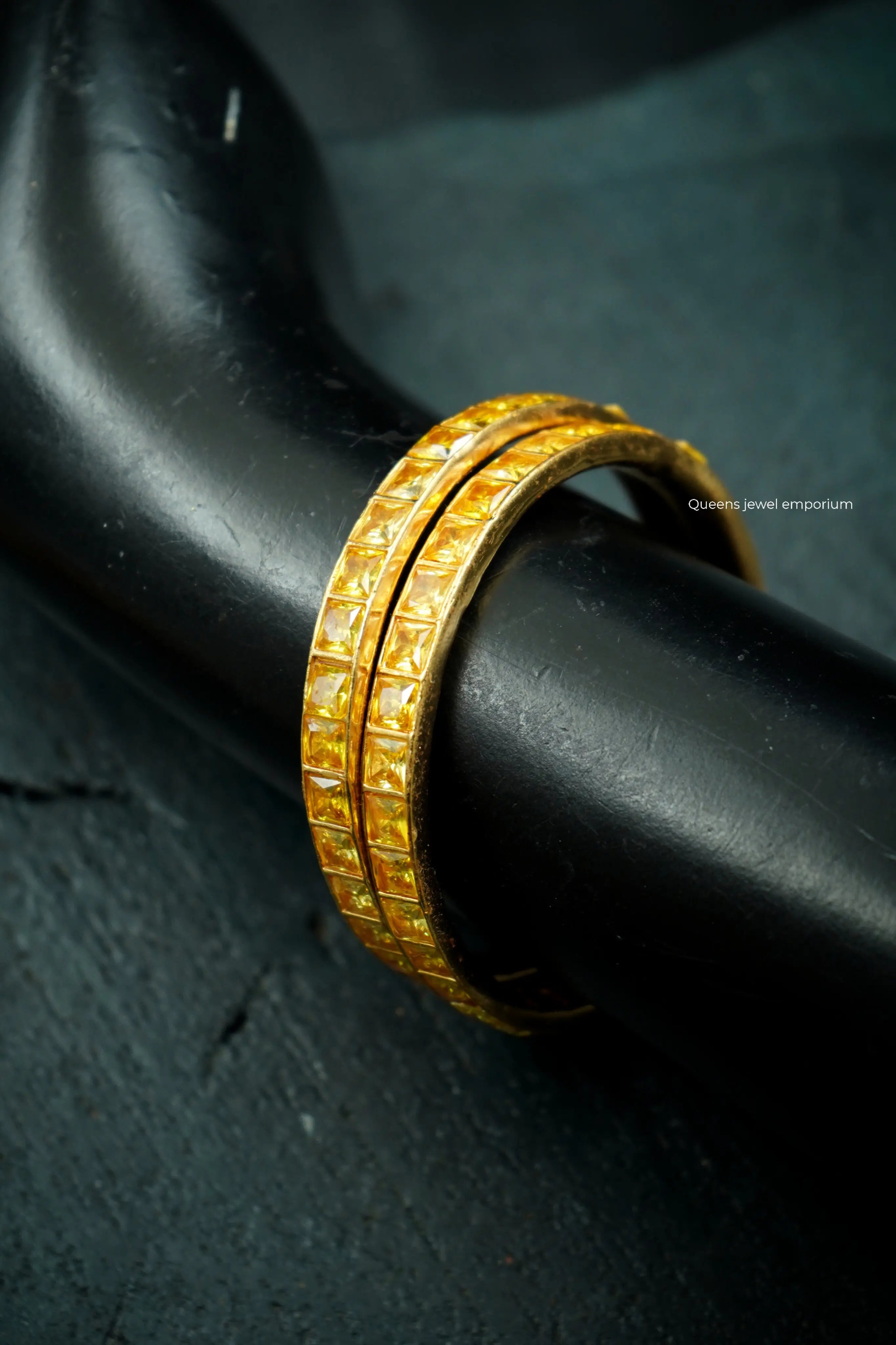 AMIRTHA SATHURA BANGLES -YELLOW - Queens Jewel Emporium