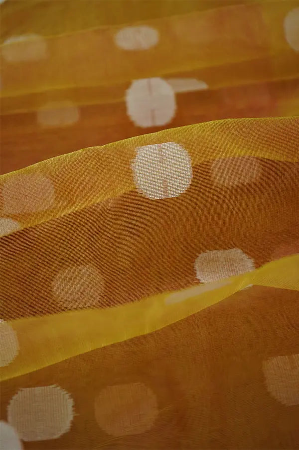 APRICOTS ORANGE MUSLIN JAMDANI SAREE - Queens Jewel Emporium