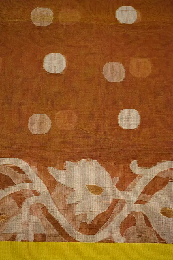 APRICOTS ORANGE MUSLIN JAMDANI SAREE - Queens Jewel Emporium