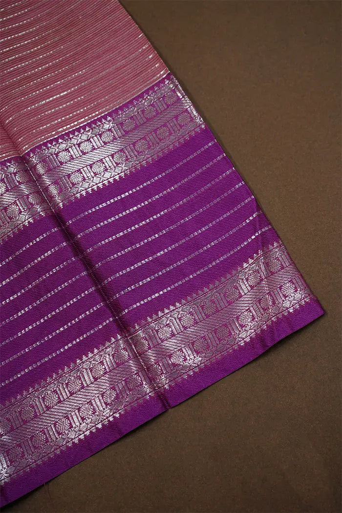 AQUA BLUE WITH RICH PURPLE  MANGALGIRI SAREE - Queens Jewel Emporium