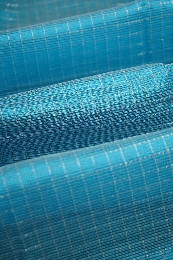 AQUA BLUE WITH RICH PURPLE  MANGALGIRI SAREE - Queens Jewel Emporium