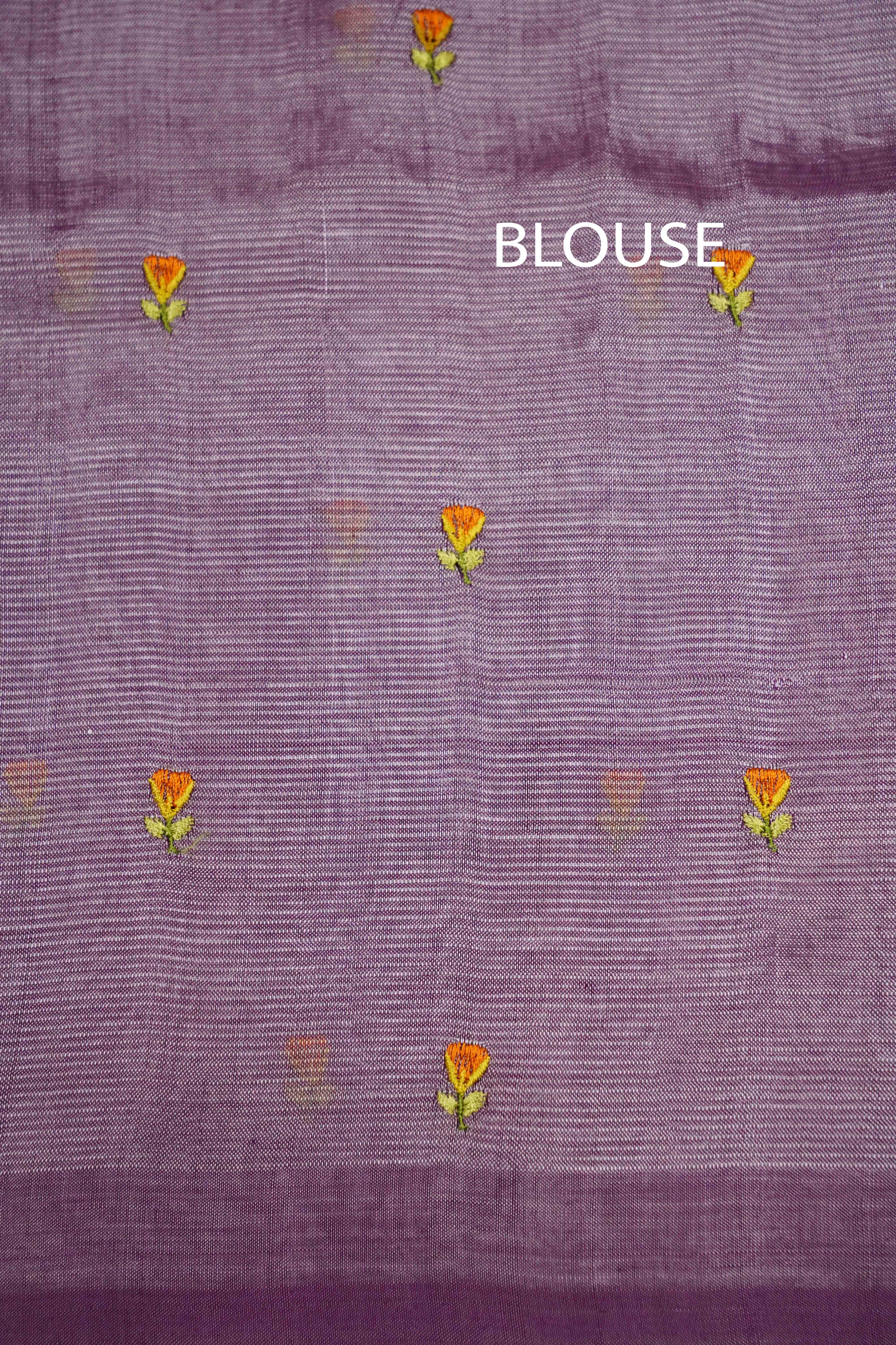 ASTER PURPLE MANGALGIRI WITH EMBROIDERY SAREE - Queens Jewel Emporium