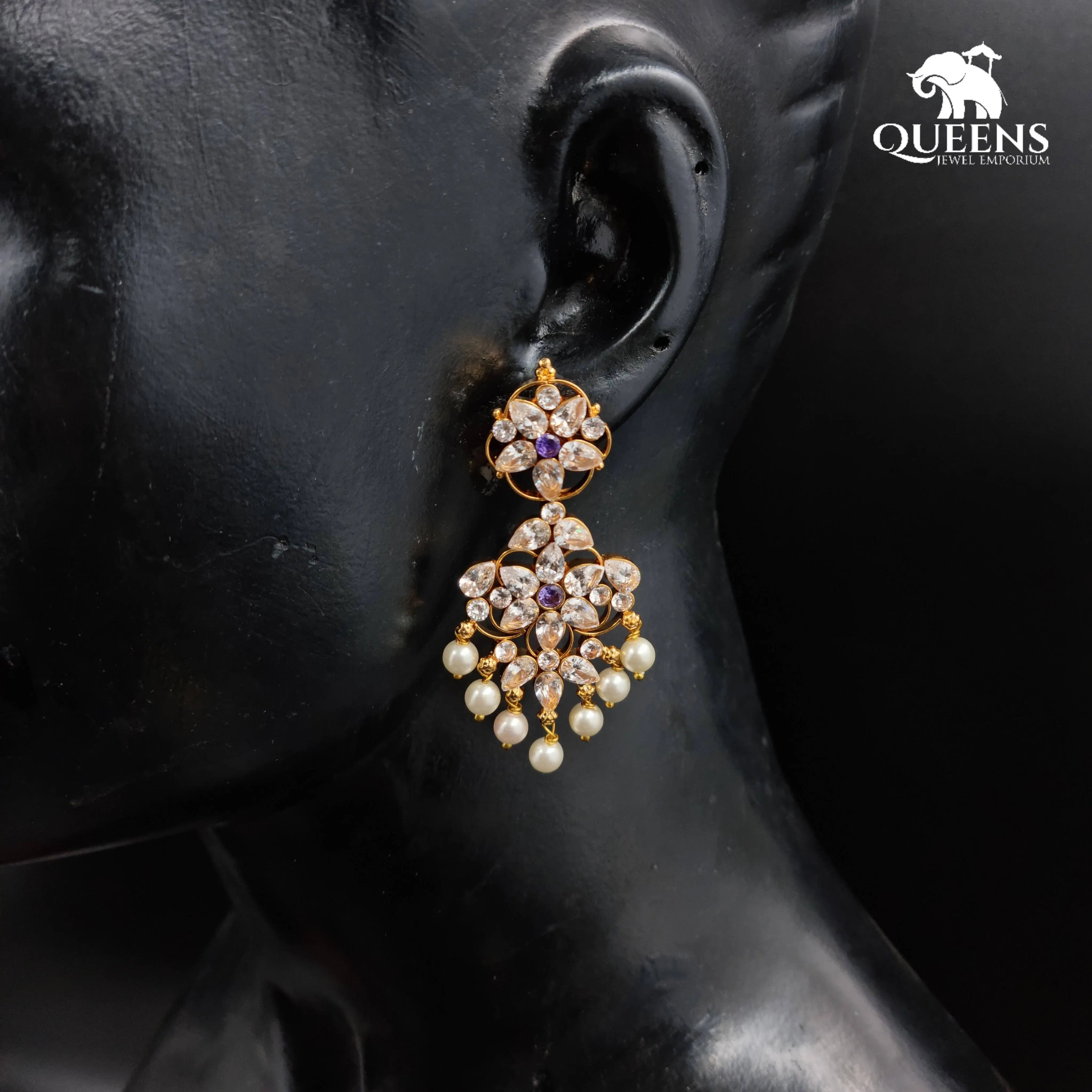 AVANTHINI ZIRCON EARRINGS - Queens Jewel Emporium
