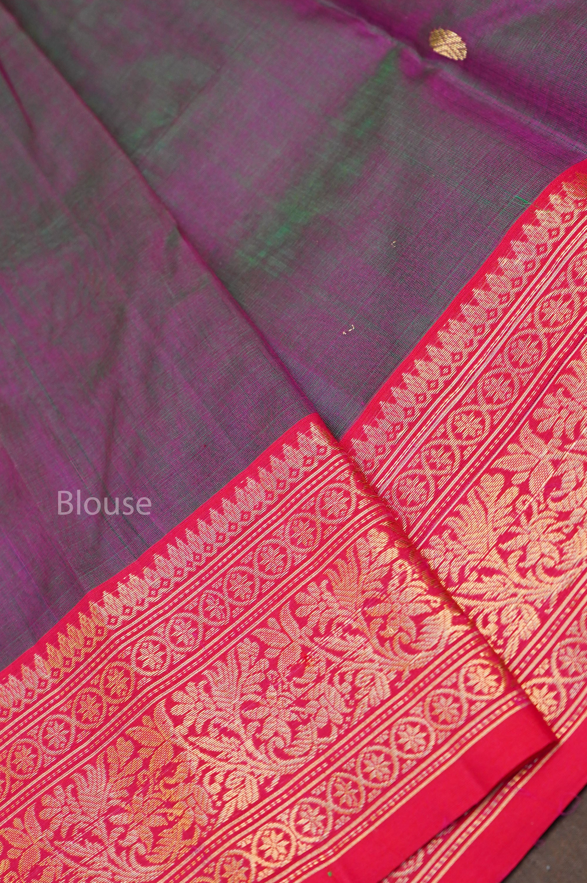 Purple WIth Red Chanderi Katan Silk Handloom Saree