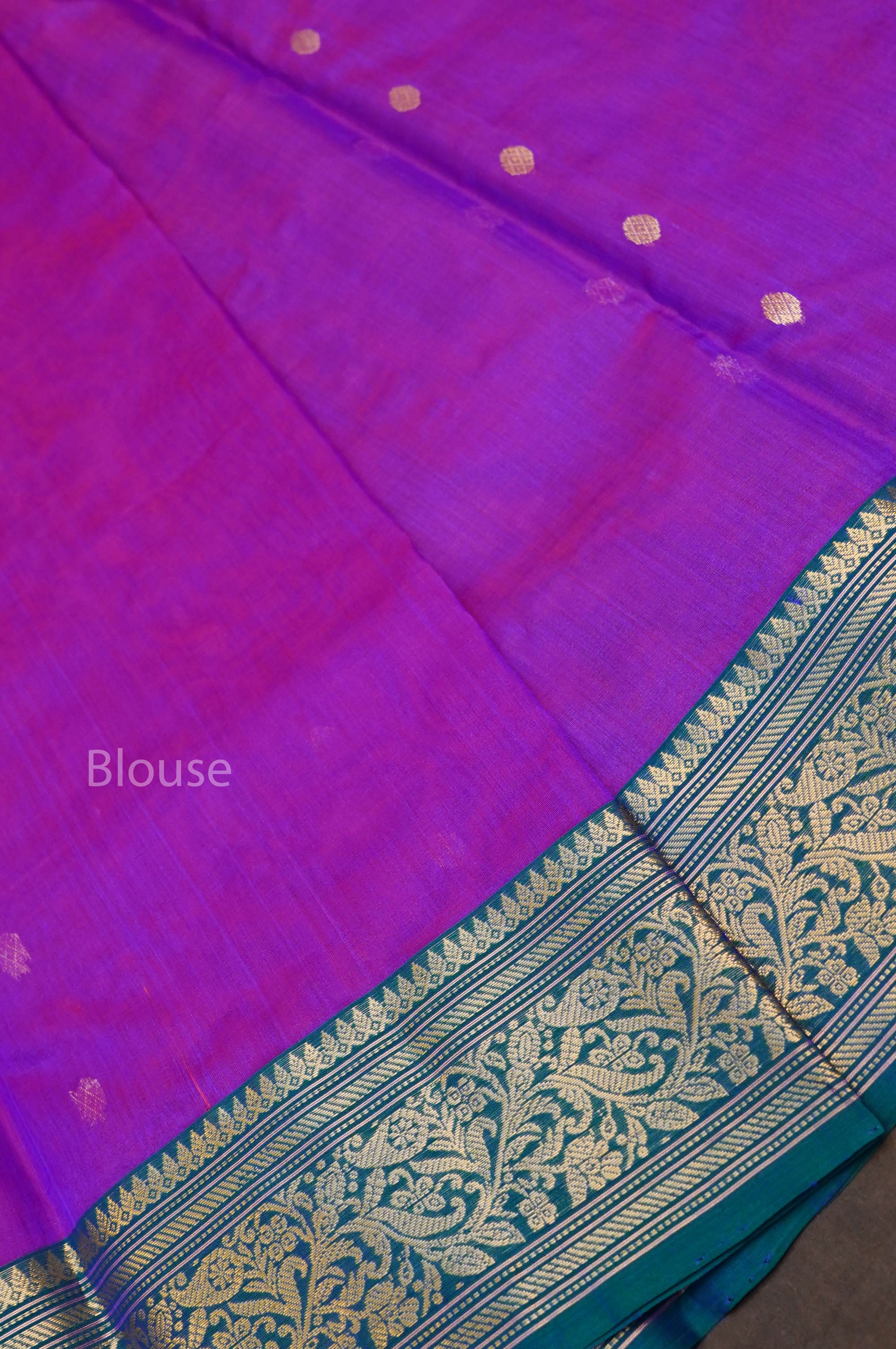 Purple With Green Chanderi Katan Silk Handloom Saree