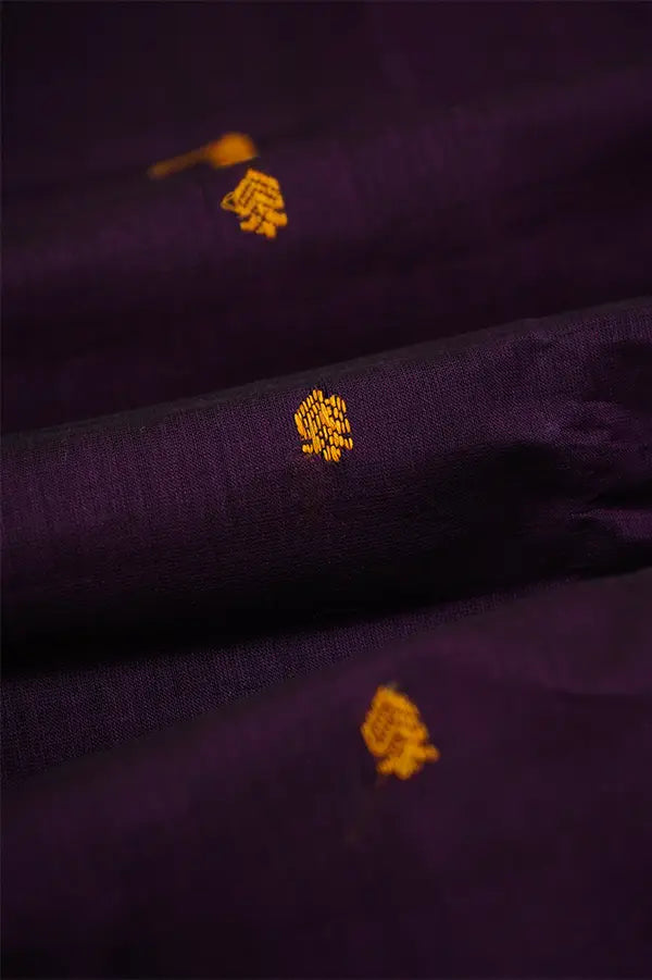 BERRY WITH ORANGE GOLD KANCHI COTTON SAREE - Queens Jewel Emporium