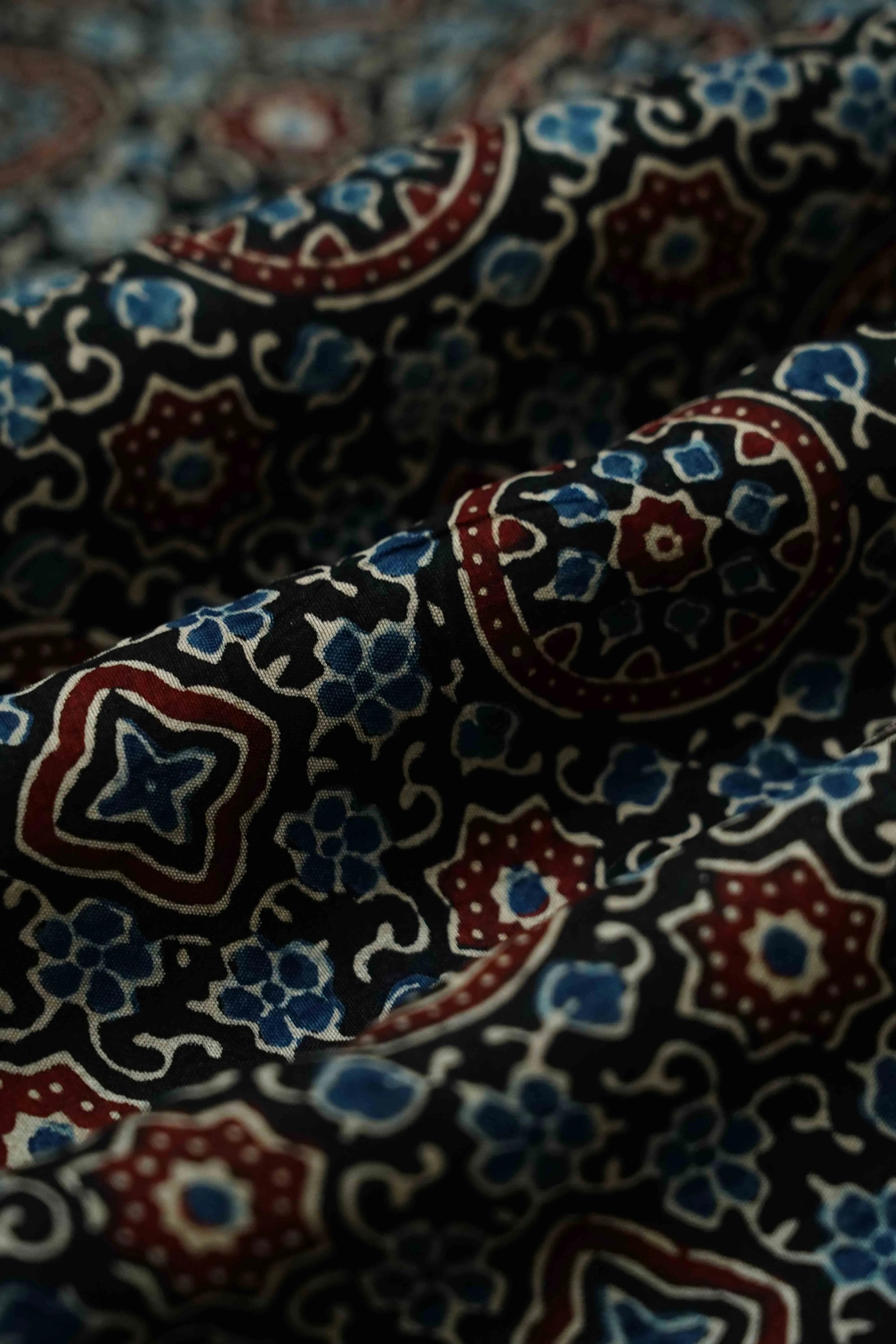 BLACK DOLA AJARAKH SILK SAREE 9 - Queens Jewel Emporium