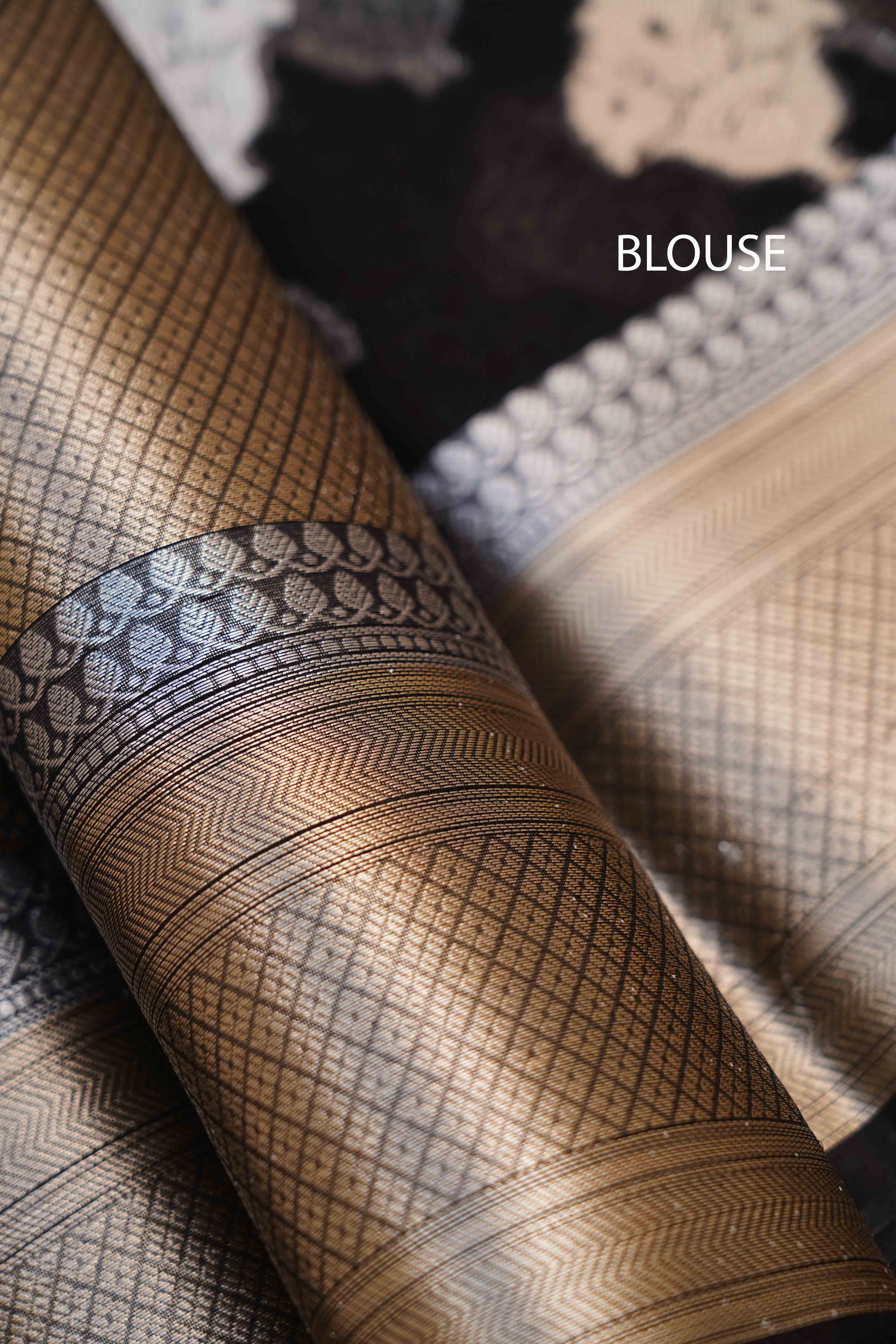 BLACK  KORA ORGANZA SAREE - Queens Jewel Emporium