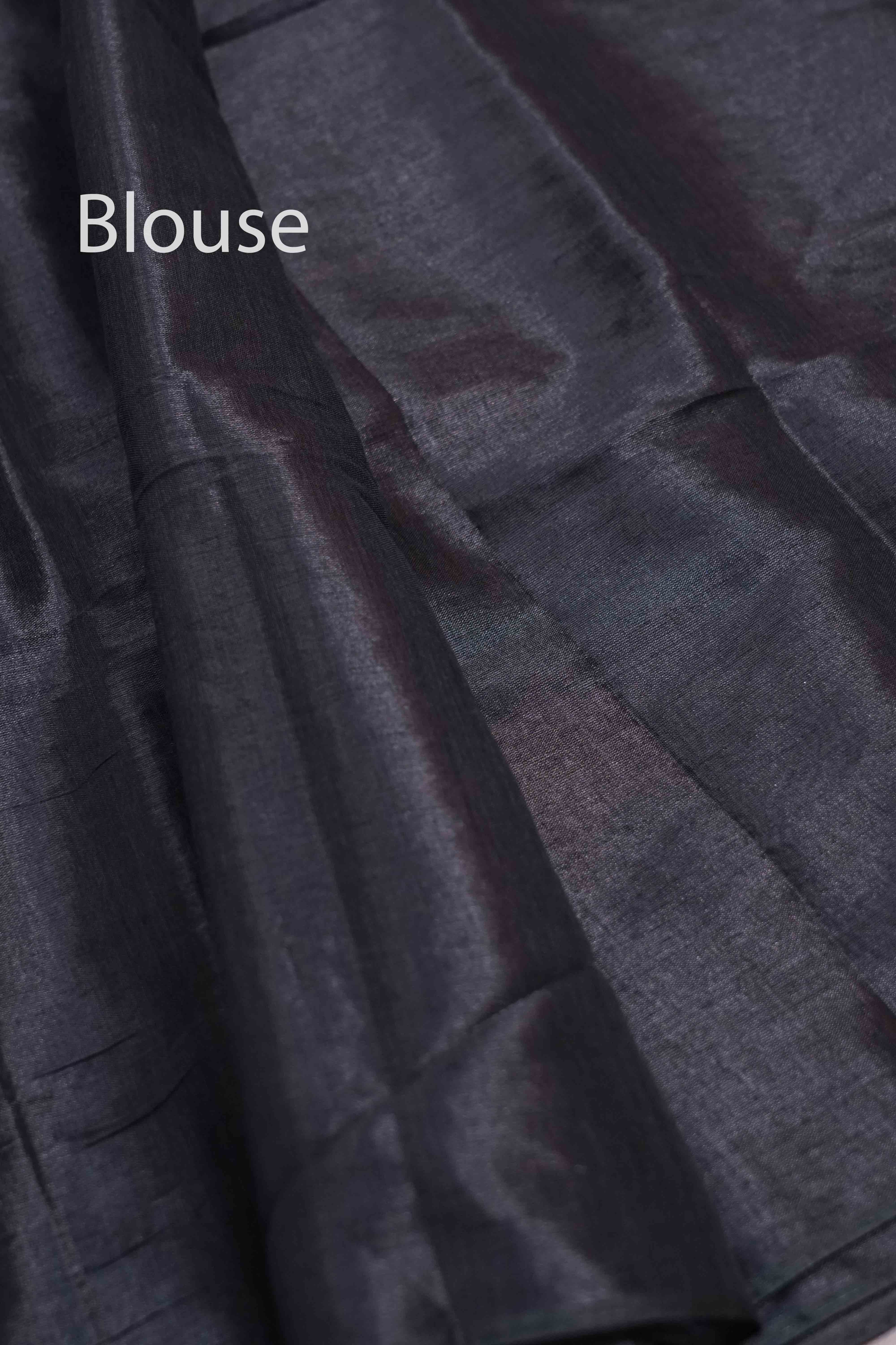 BLACK LINEN TISSUE SAREE - Queens Jewel Emporium