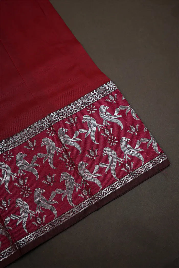 BLACK WITH DEEP ROSE MANGALGIRI SAREE - Queens Jewel Emporium