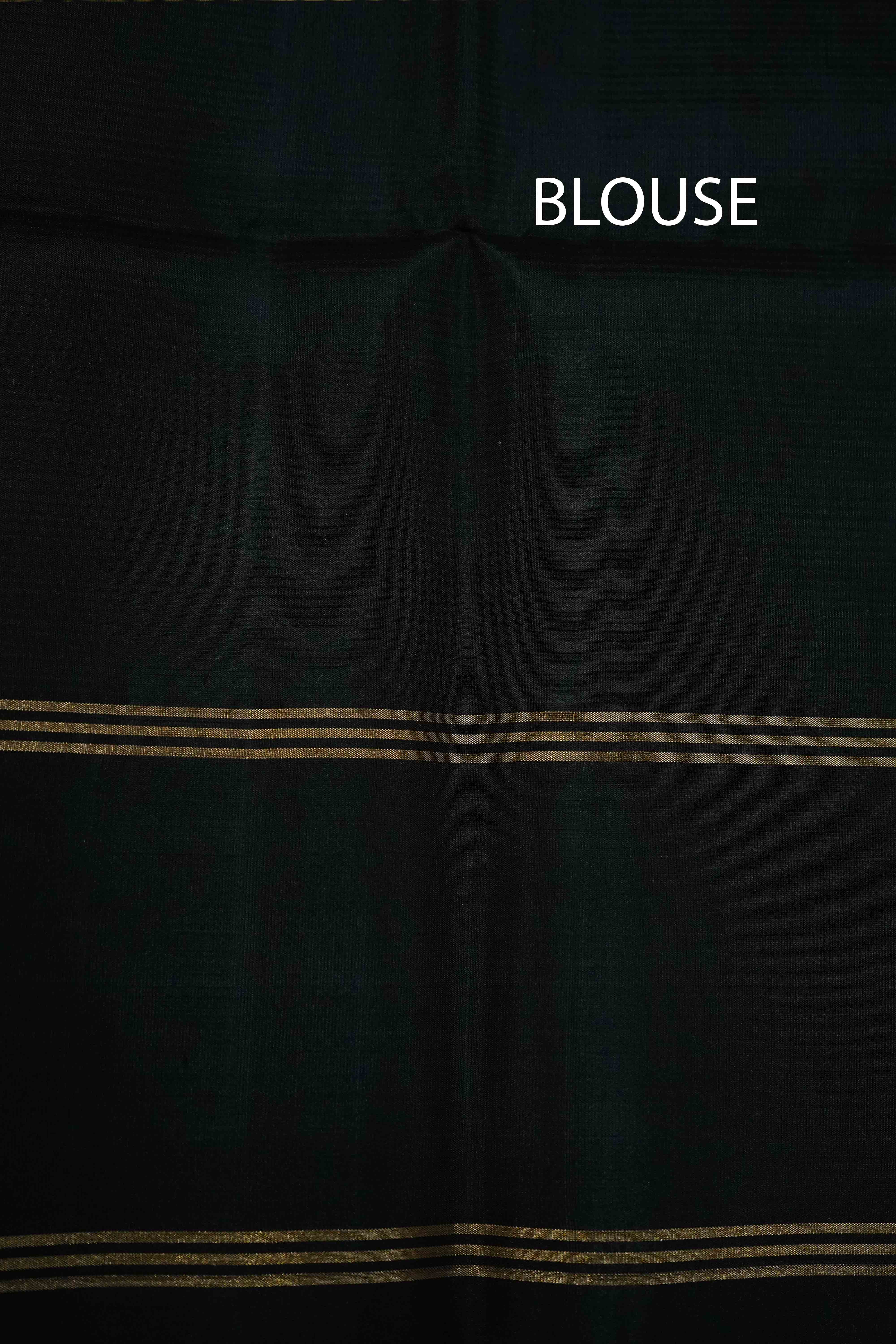 BLACK WITH DEEP ROSE PURE KANCHI SOFT SILK SAREE - Queens Jewel Emporium