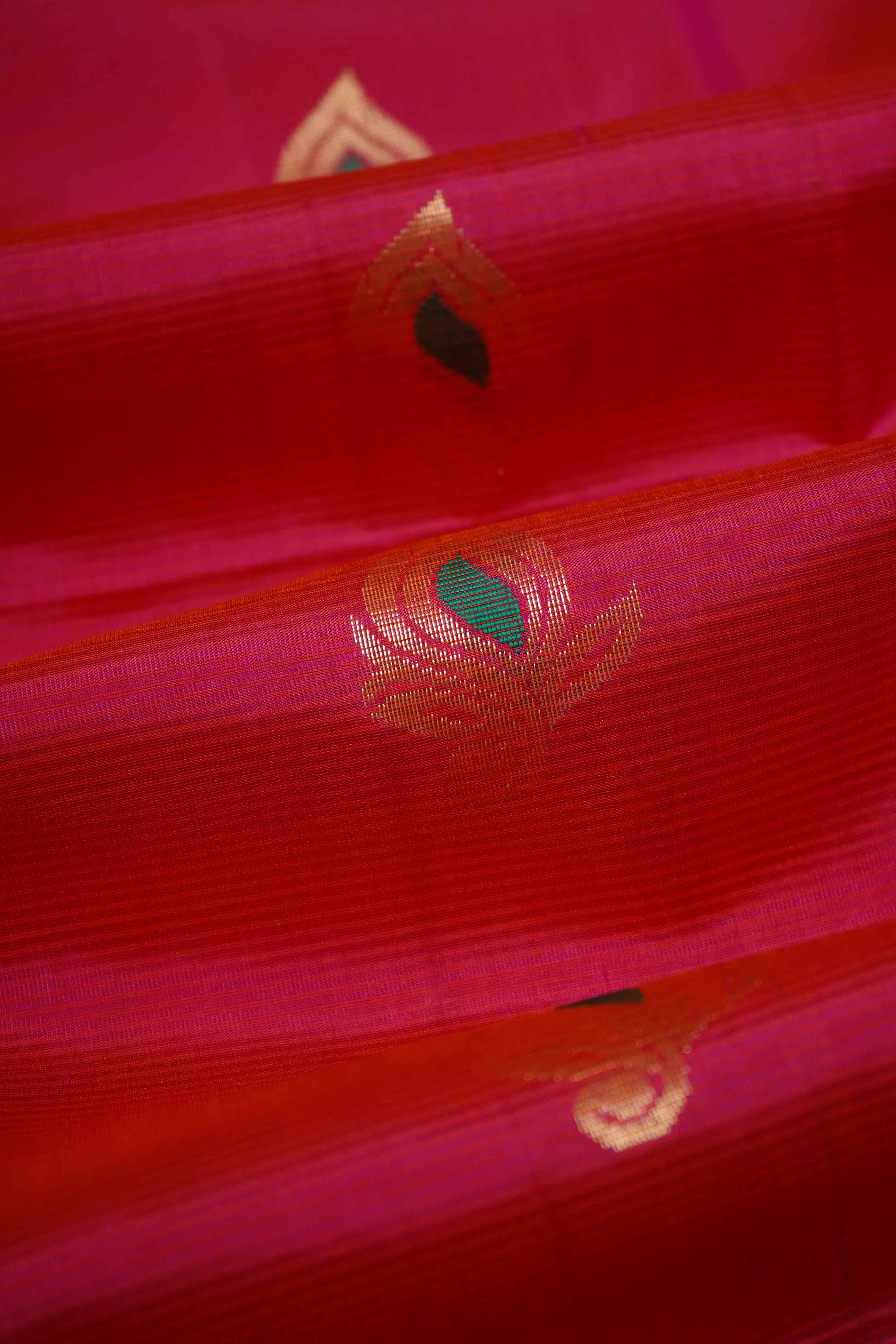 BLACK WITH DEEP ROSE PURE KANCHI SOFT SILK SAREE - Queens Jewel Emporium