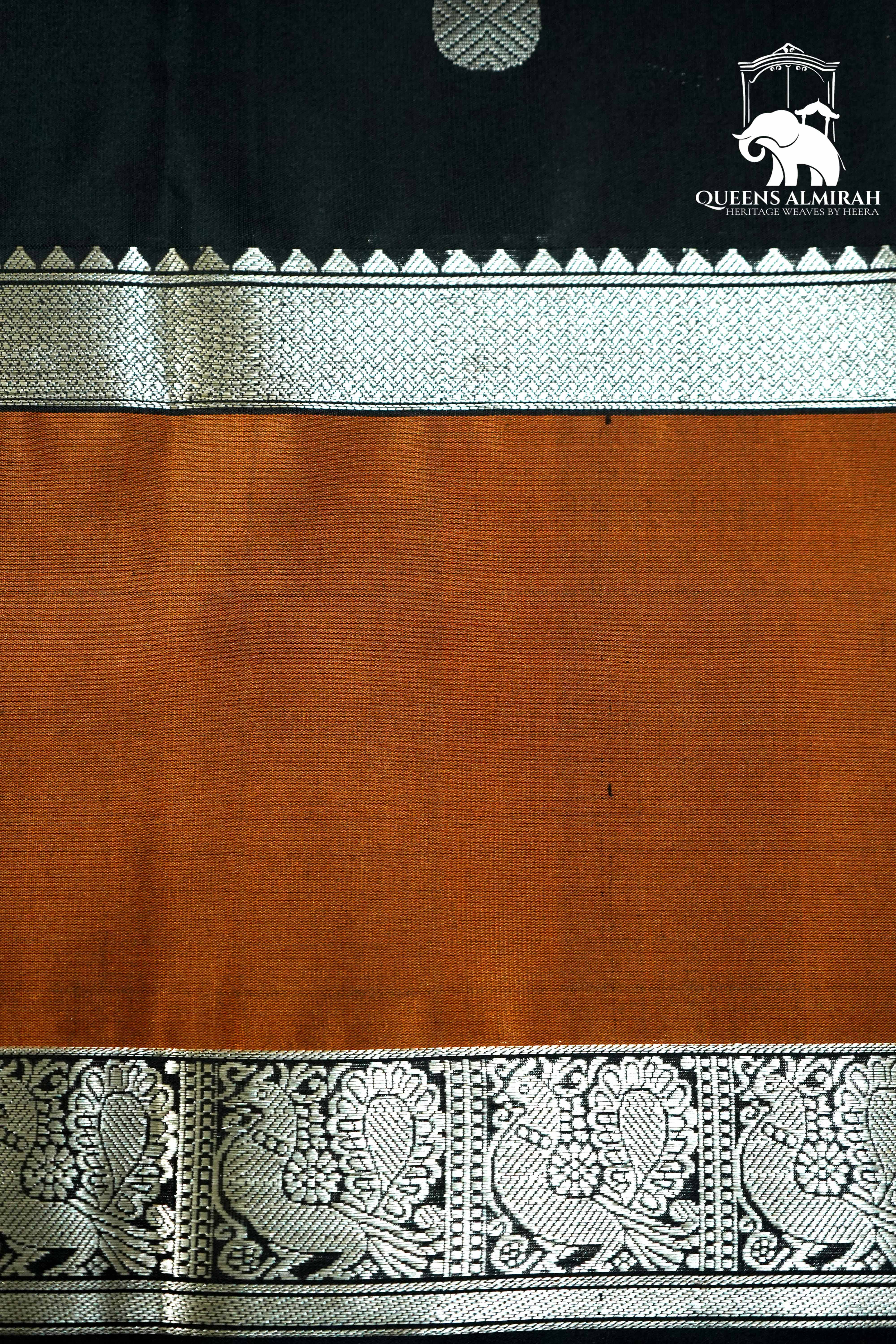 BLACK WITH ESPRESSO BROWN SOFT SILK SAREE - Queens Jewel Emporium