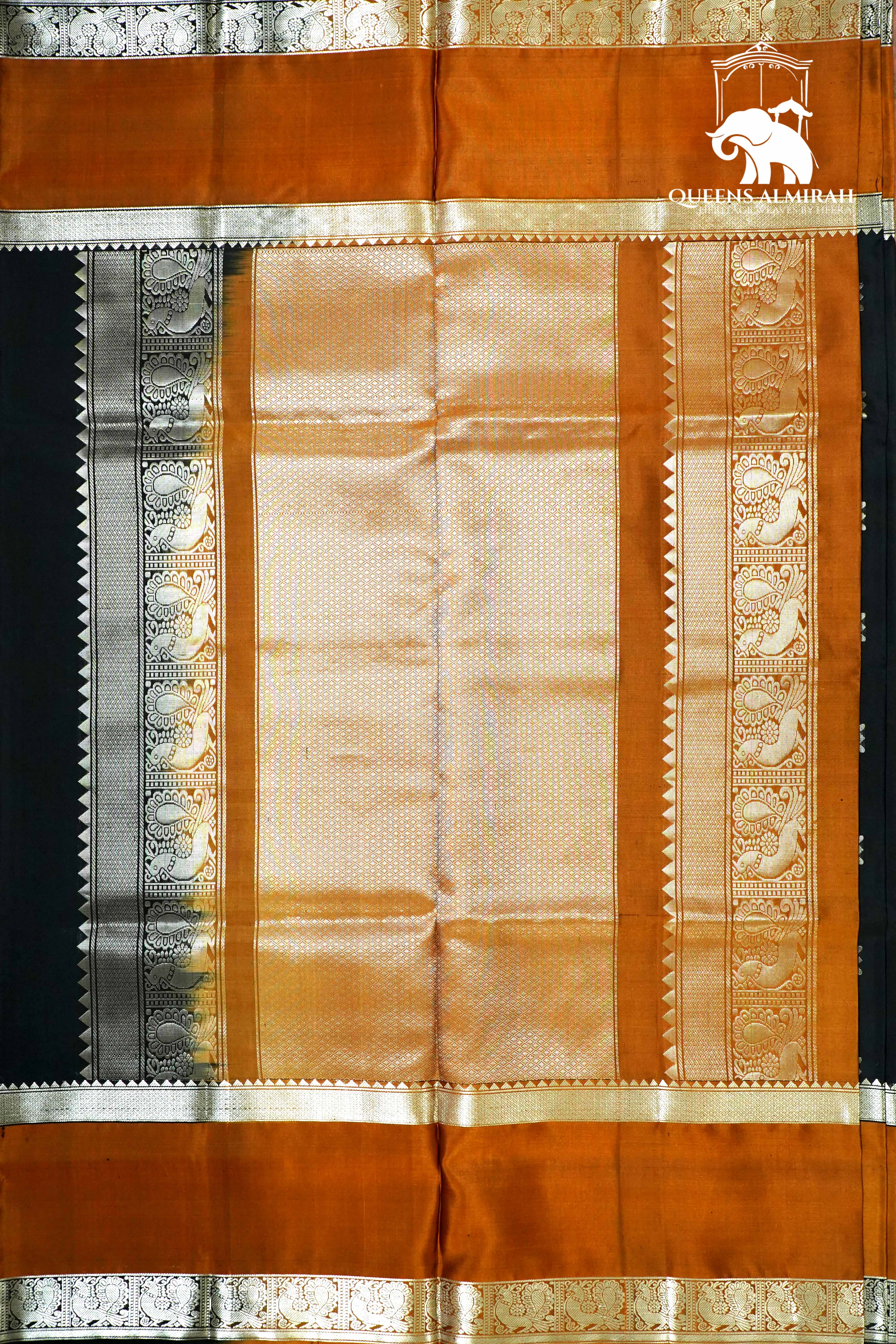 BLACK WITH ESPRESSO BROWN SOFT SILK SAREE - Queens Jewel Emporium