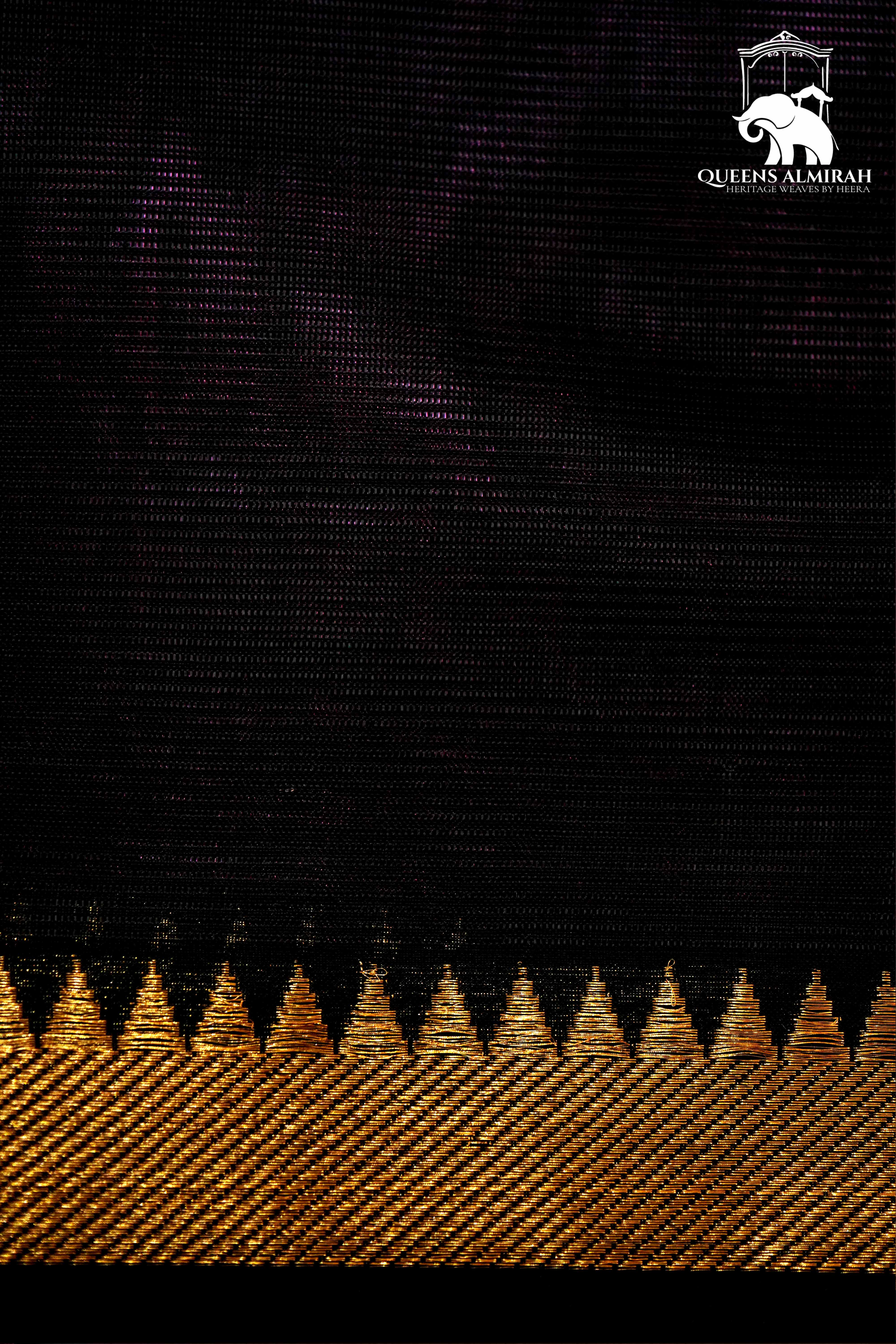 BLACK WITH GOLD BORDER MANGALGIRI SAREE - Queens Jewel Emporium