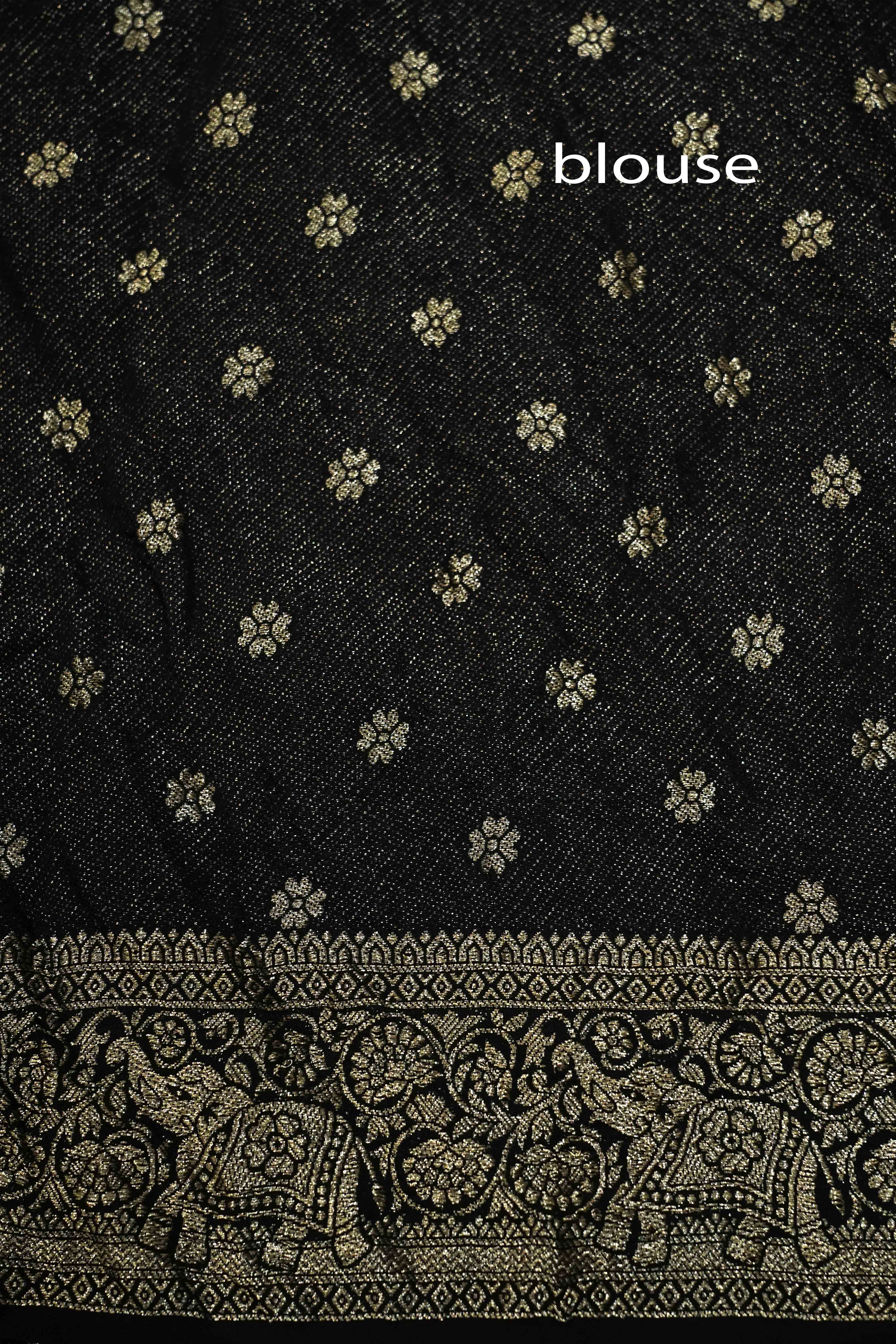 BLACK WITH MULTICOLOR DOLA AJARAKH SILK SAREE 3 - Queens Jewel Emporium