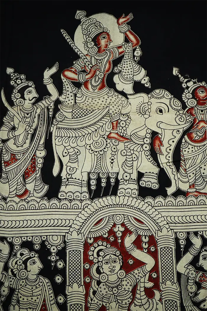 BLACK WITH RED GOLDEN COLOR BORDER MANGALGIRI SAREE 2 - Queens Jewel Emporium