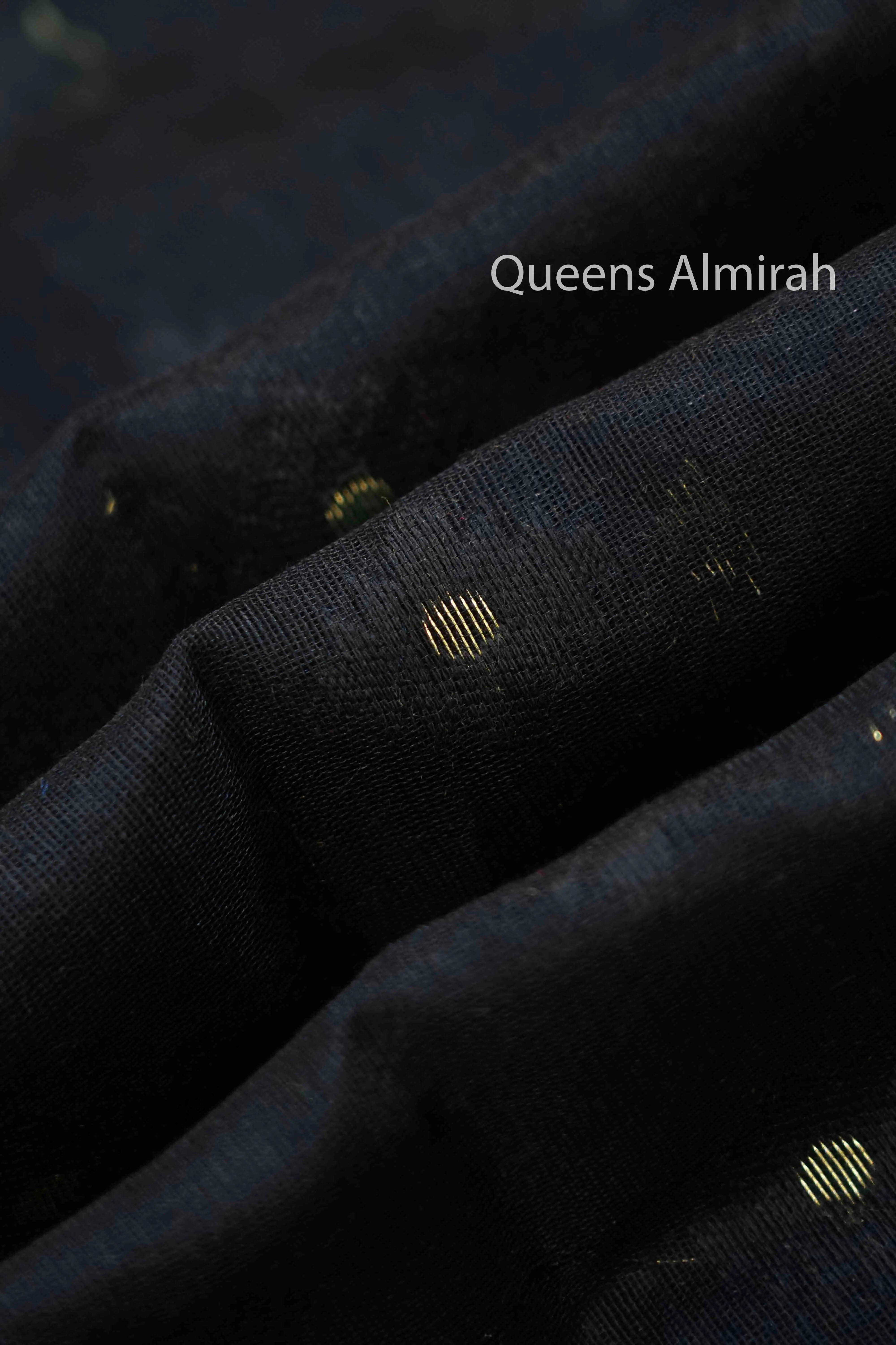 BLACK WITH SUN FLOWER YELLOW JAMDANI COTTON SAREE - Queens Jewel Emporium