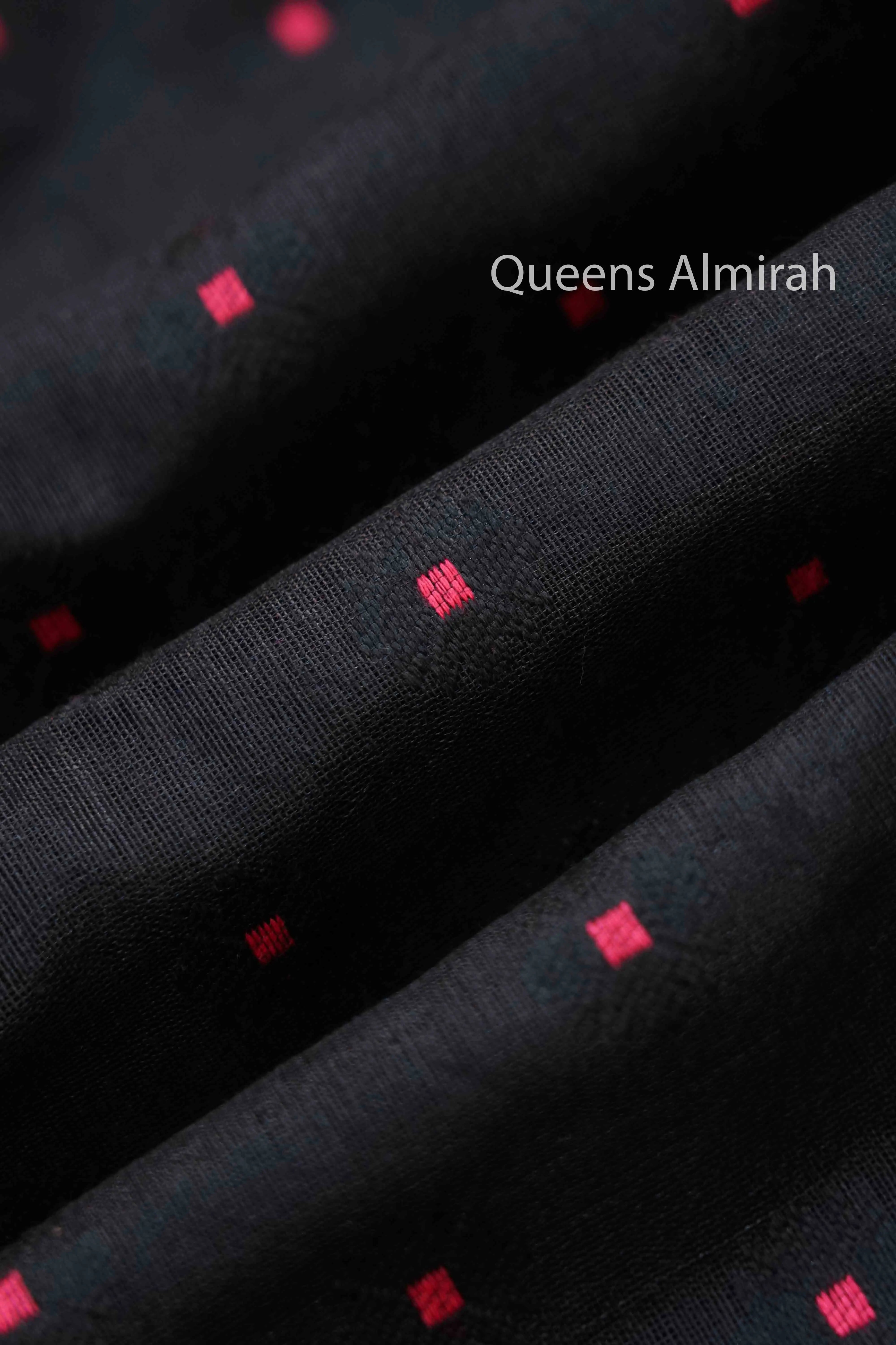 BLACK WITH WARM PINK JAMDANI COTTON SAREE - Queens Jewel Emporium